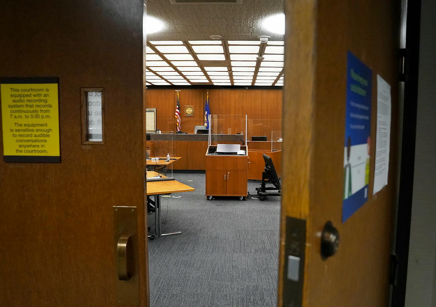 The courtroom C-1856 is where the Derek Chauvin trial will take place at the Hennepin County Government Center in Minneapolis.