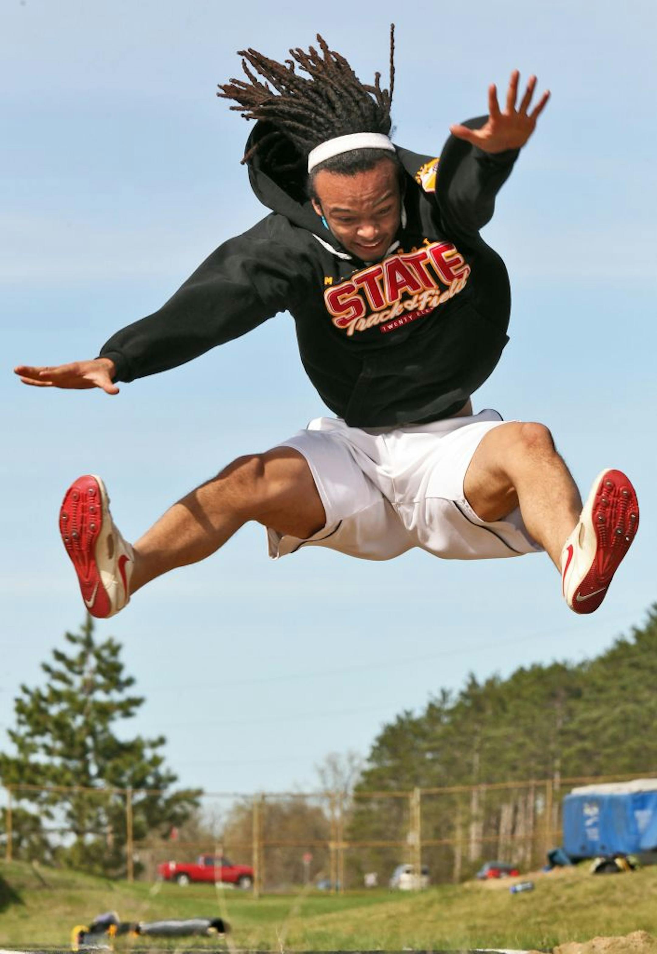 DeShawn Crutch, a senior hurdler and jumper on the Andover High School track team, is determined to make another run at the success that eluded him a year ago. Photo by MARLIN LEVISON • mlevison@startribune.com