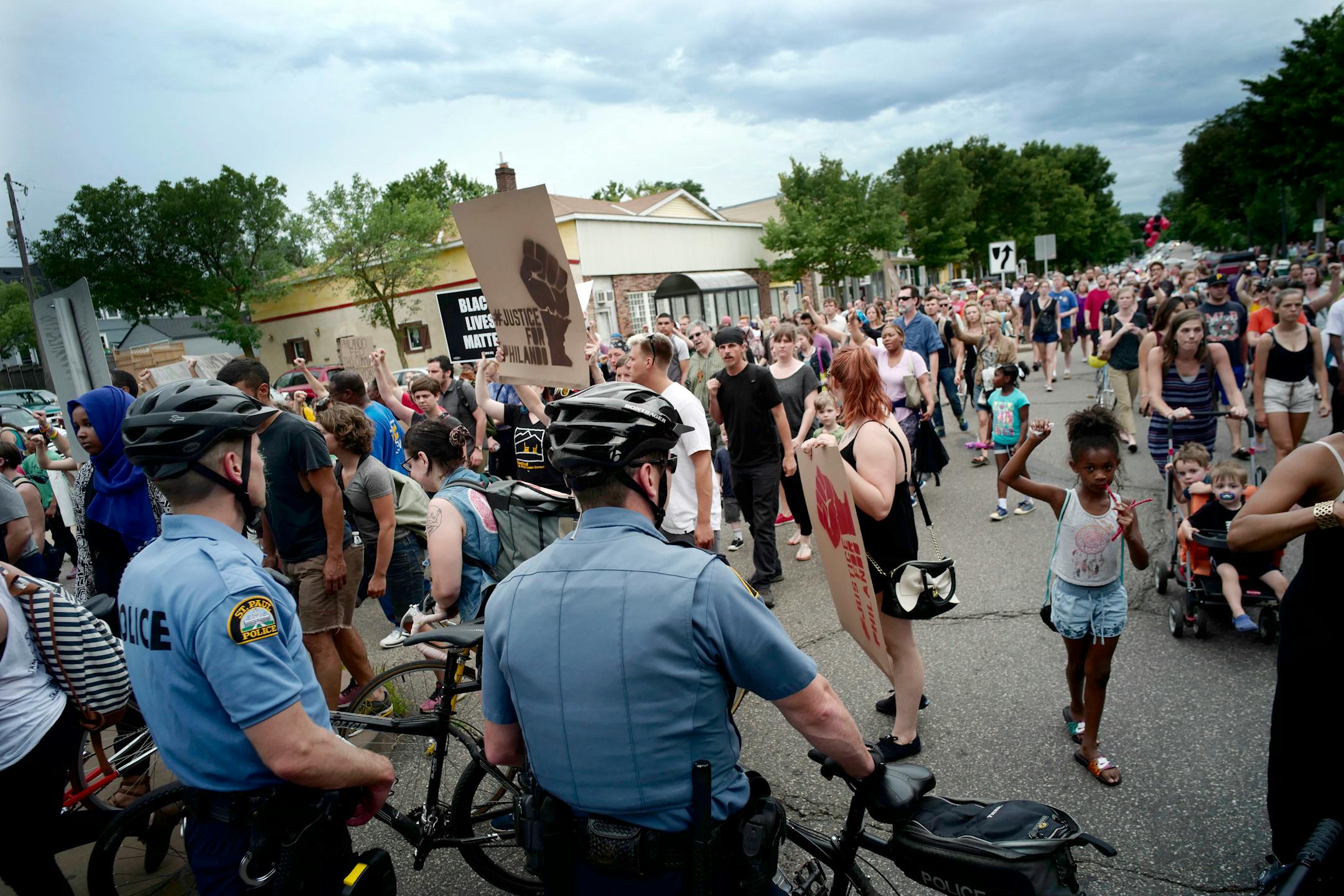 Protesters took to the street and marched to JJ Hill Montessori School where a vigil was being held..