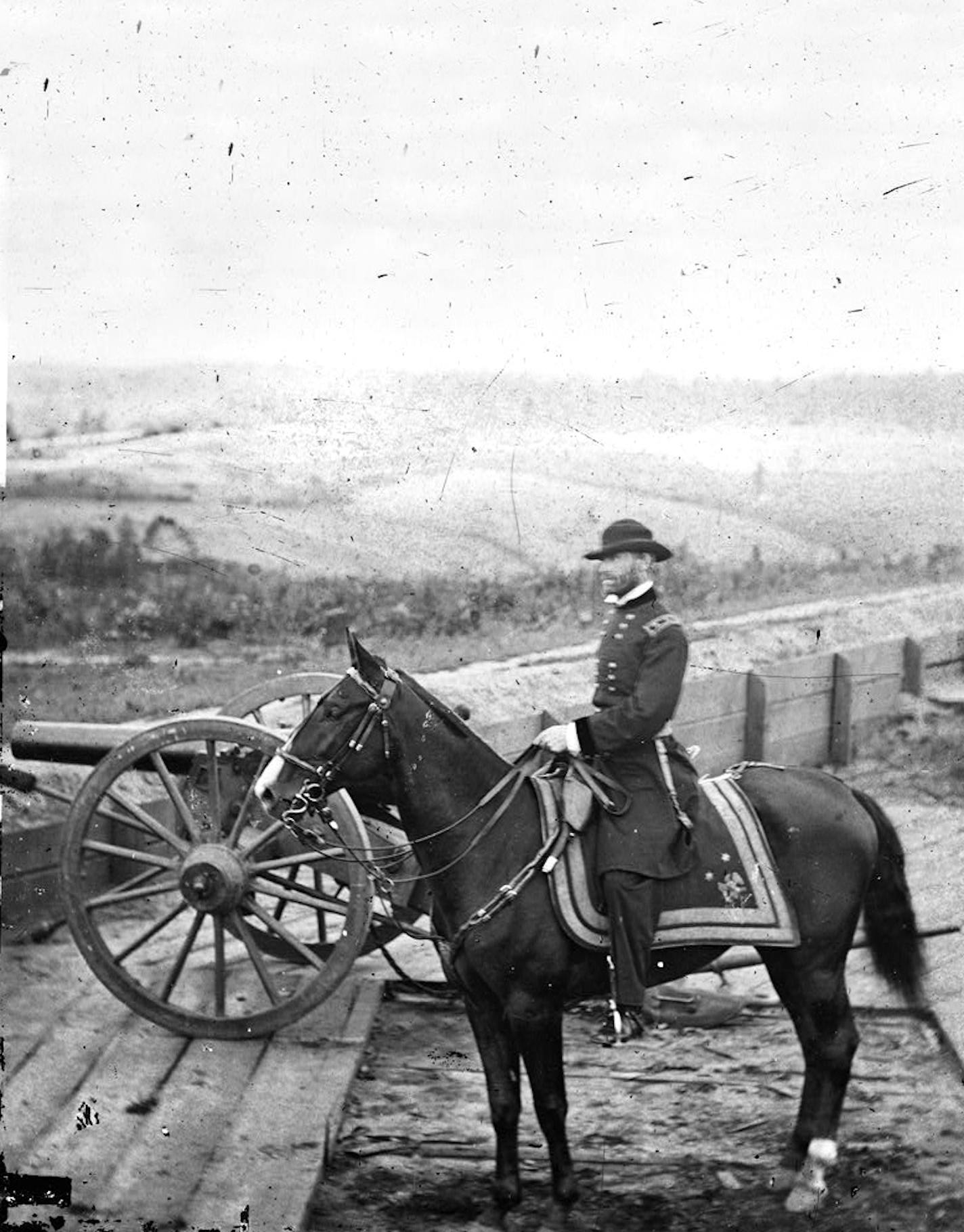 Photograph of the War in the West. These photographs are of Gen. William T. Sherman in Atlanta, September-November, 1864. After three and a half months of incessant maneuvering and much hard fighting, Sherman forced Hood to abandon the munitions center of the Confederacy. Sherman remained there, resting his war-worn men and accumulating supplies, for nearly two and a half months. During the occupation, George N. Barnard, official photographer of the Chief Engineer's Office, made the best documen