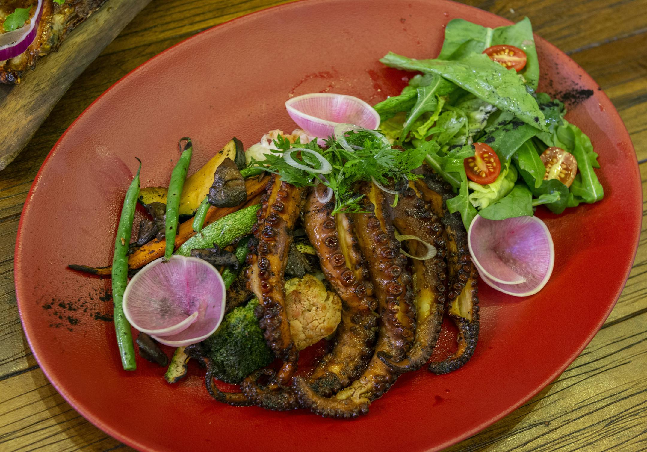 Octopus with maize puree at Tatemar in Merida, Mexico, Feb. 3, 2019. The capital of the Yucatán attracts creative types from around Mexico and across many borders, drawn by its Mayan and colonial heritage and, for some, its path to the future. (Adrian Wilson/The New York Times)