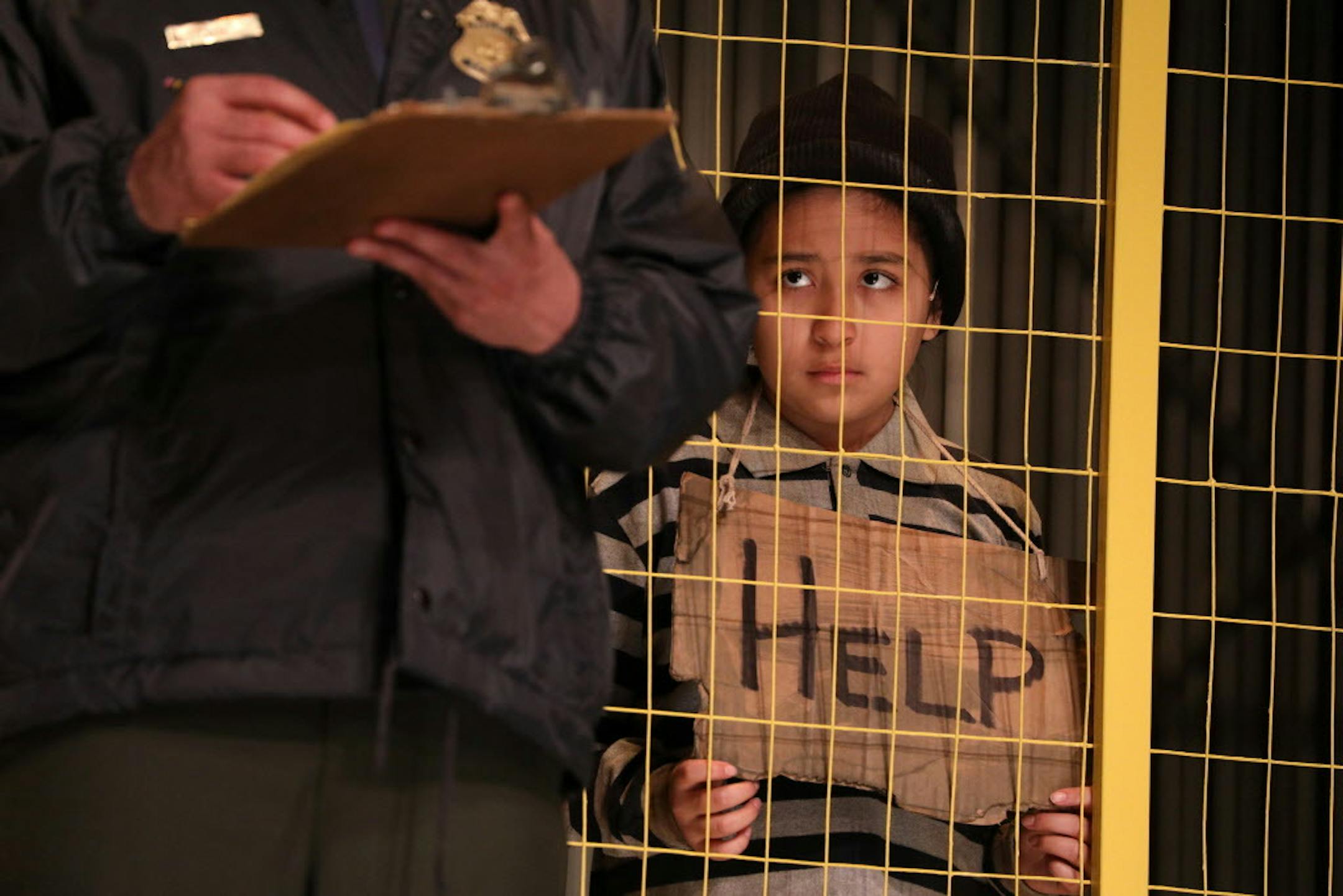 Carolina Sierra played a child trying to cross into the United States during rehearsal for "Refugia" at the Guthrie.