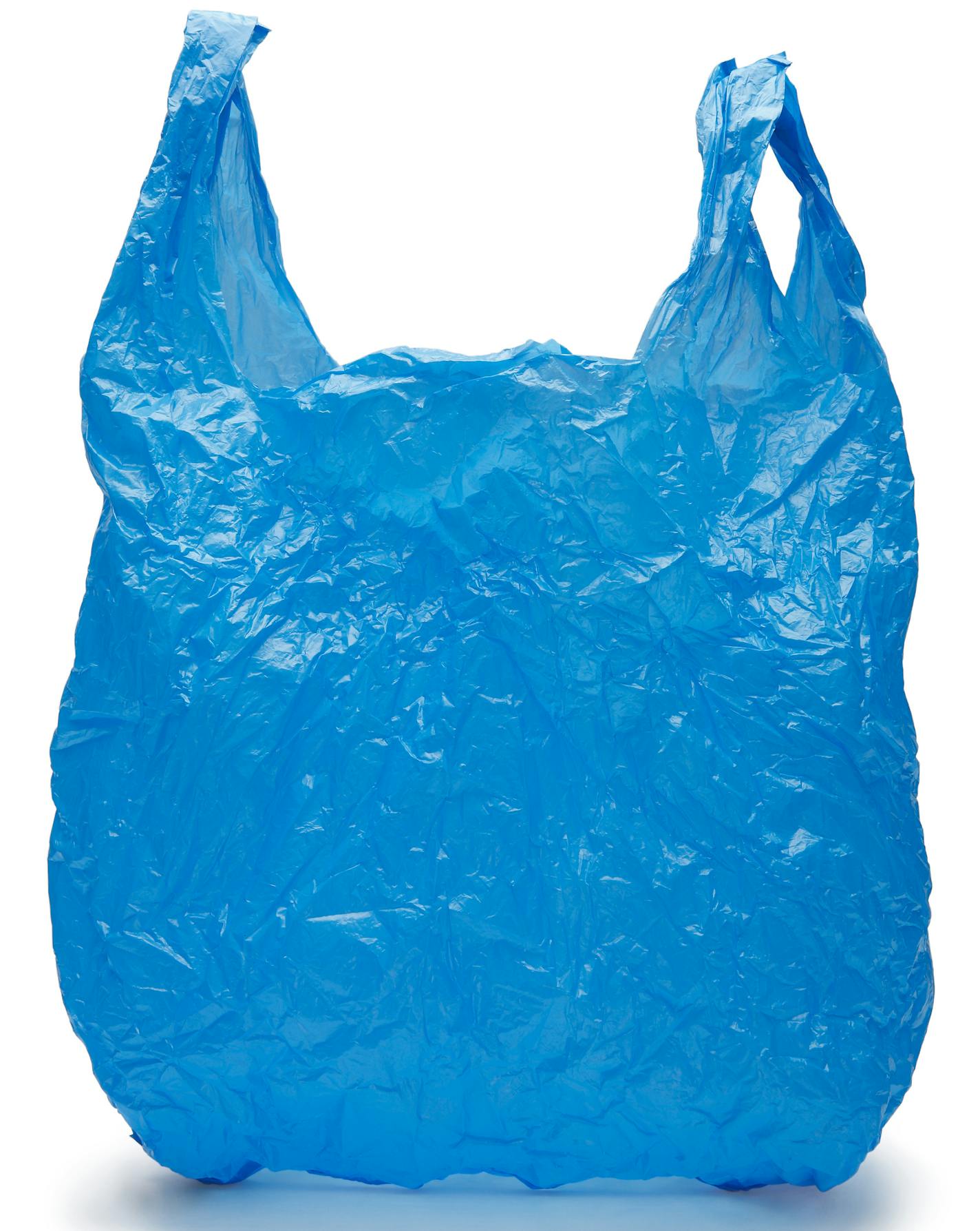 Empty blue plastic bag.Clipping path included.