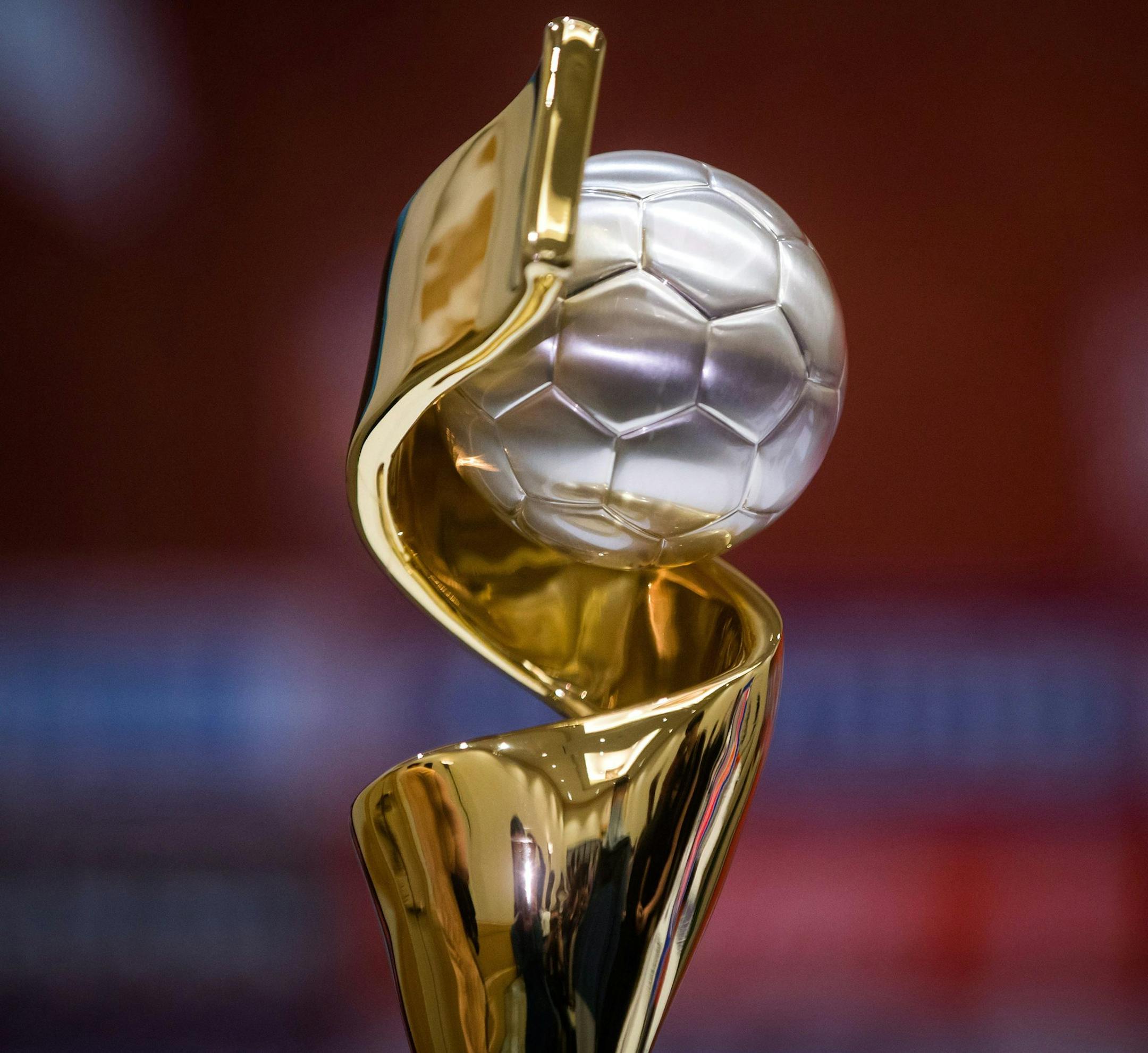 The FIFA Women's World Cup trophy is displayed during the opening press conference for the competition, Thursday June 4, 2015, in Vancouver, British Colubmia. The Women's World Cup is being held in six Canadian cities, including Vancouver, from June 6 to July 5. (Darryl Dyck/The Canadian Press via AP) MANDATORY CREDIT
