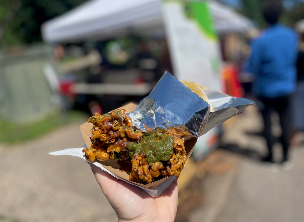 Crispy, saucy and fun to eat while roaming the farmers market.