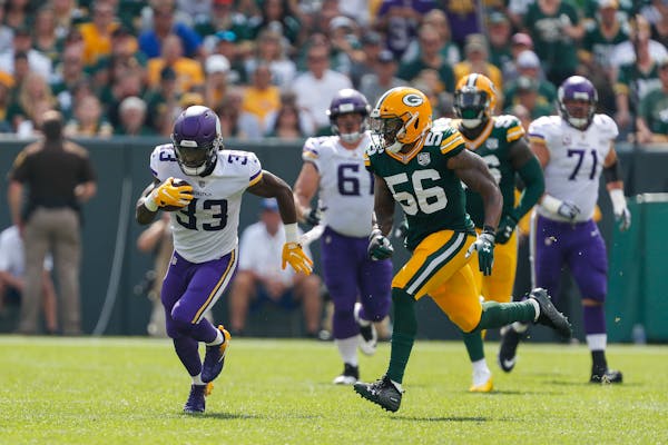 Minnesota Vikings running back Dalvin Cook in action during an NFL football game between the Green Bay Packers and Minnesota Vikings Sunday, Sept. 16,