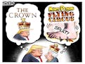 Sack cartoon: Trump in Britain. Interpretations?