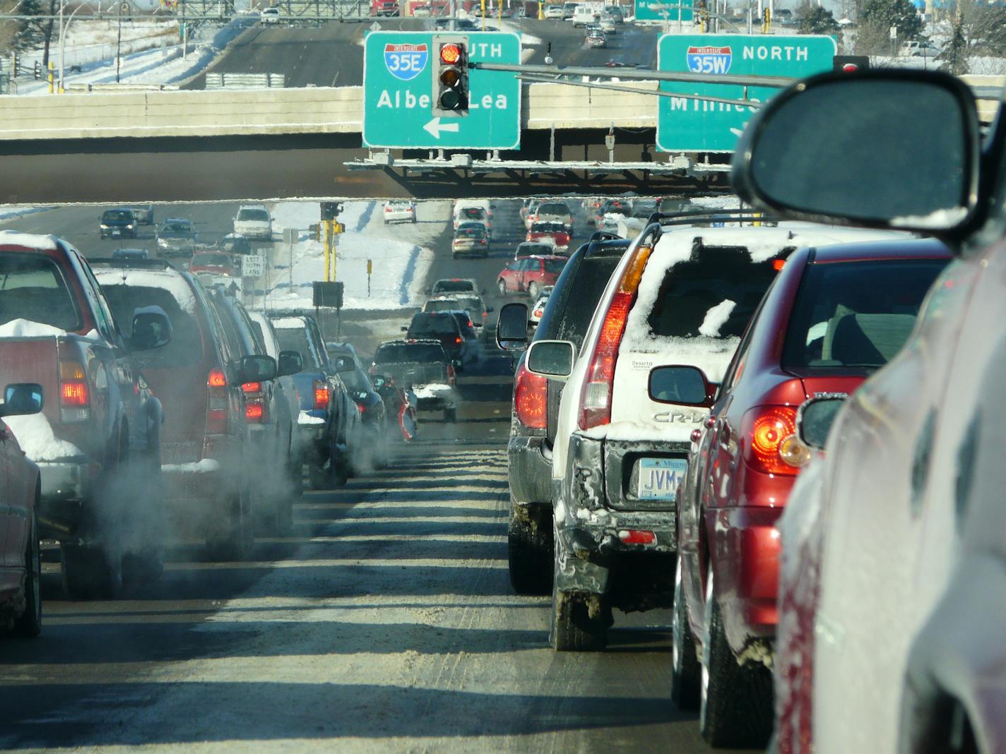 Numerous stoplights slow traffic on County Road 42 as it passes through the southern suburbs.