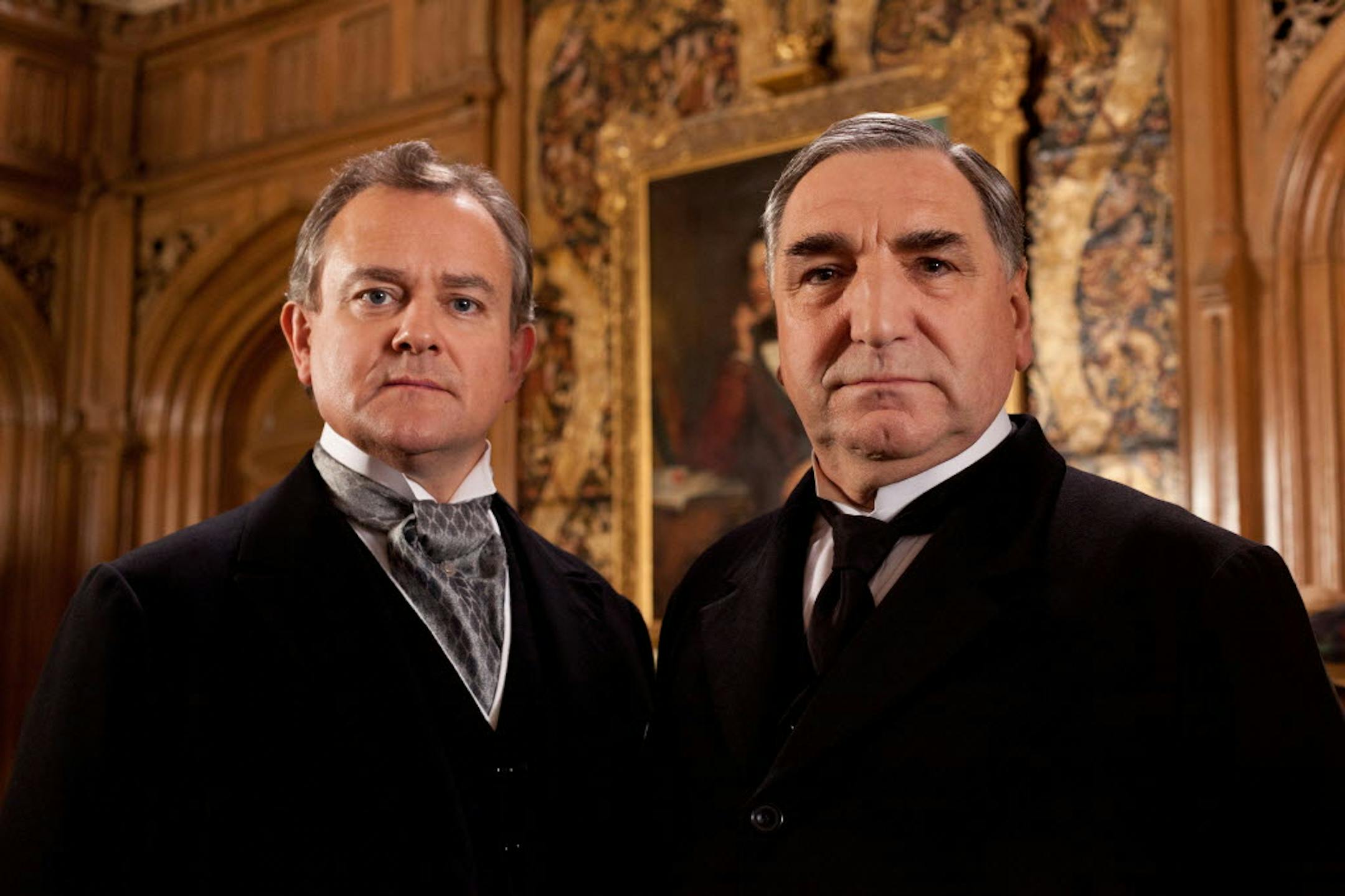 Hugh Bonneville as Lord Grantham and Jim Carter as Mr. Carson in "Downton Abbey."