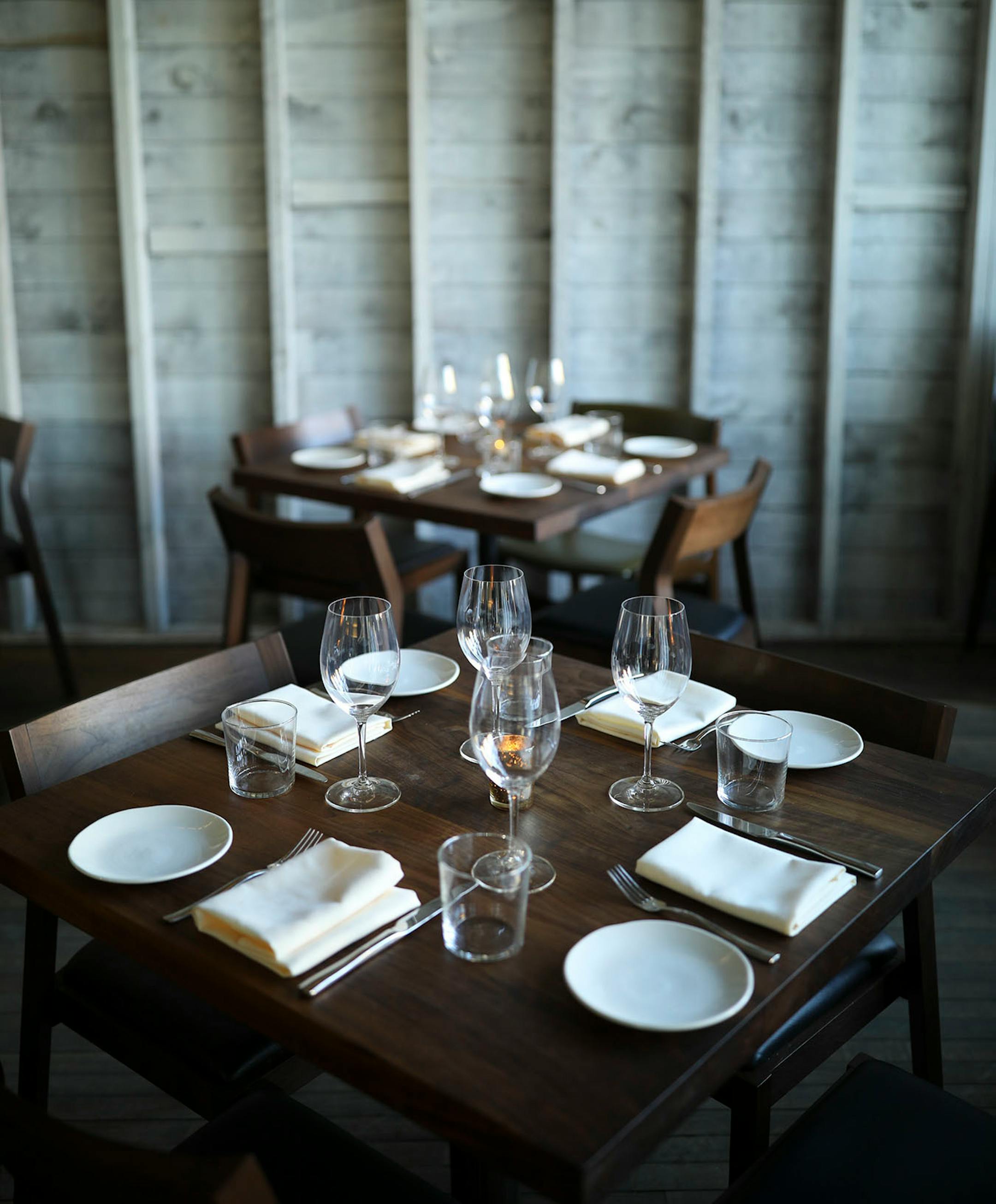 A table setting in the front dining room of Daniel del Prado's Martina early Wednesday evening.