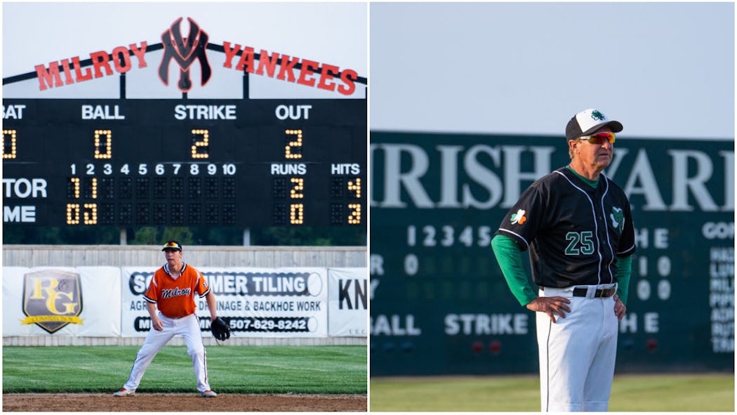The Milroy Yankees and Milroy Irish both represent a town of 243 people in southwestern Minnesota. But they are in separate leagues and have never played each other.