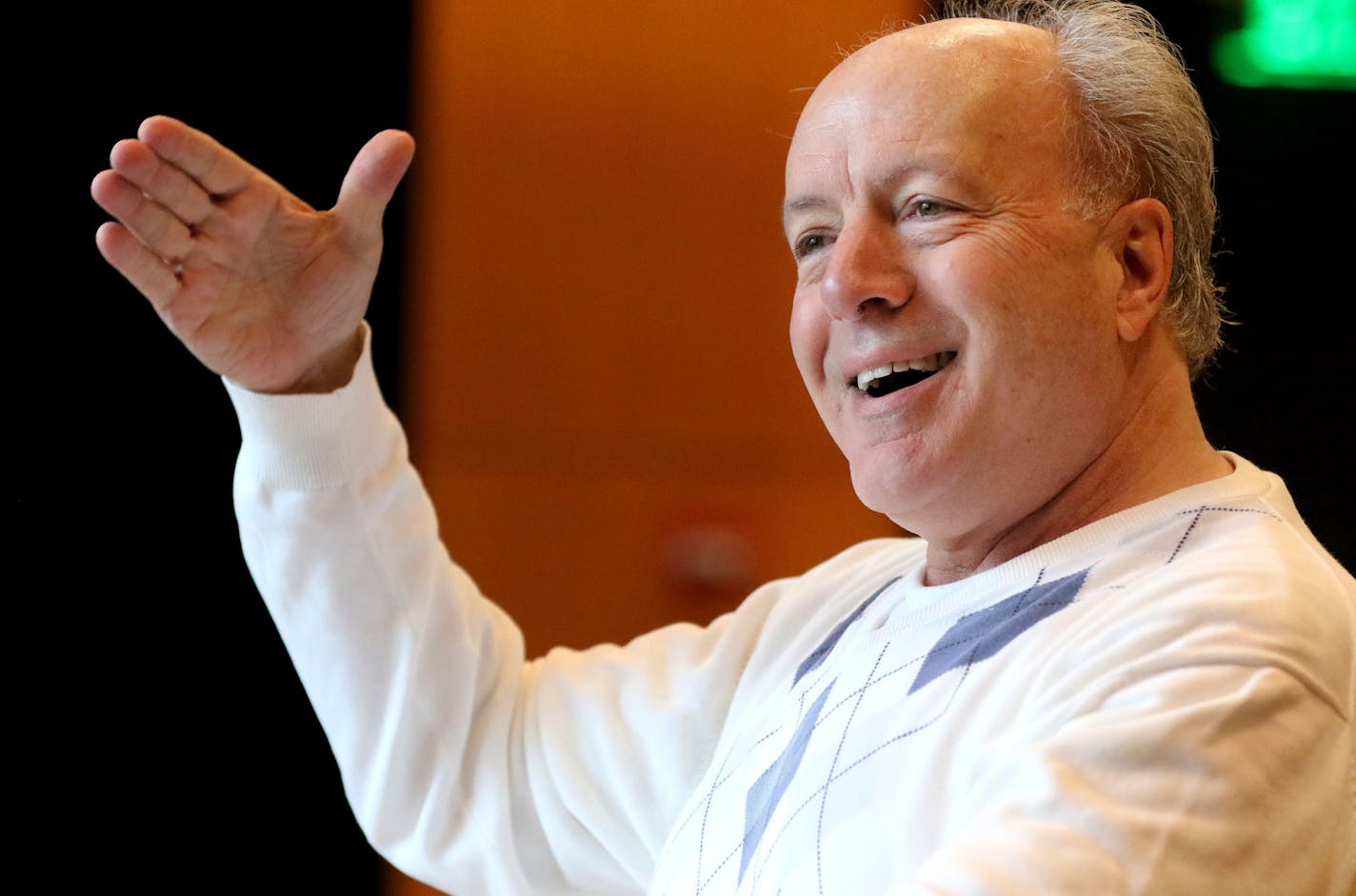 Jerry Rubino, Voices of Expression director, leads members of the choir in a rehearsal for an upcoming concert at the MacPhail Center for Music Tuesday, April 26, 2016, in Minneapolis, MN.](DAVID JOLES/STARTRIBUNE)djoles@startribune.com Voices of Experience, a chorus that's part of a senior music education program at MacPhail Center. Center is teaming up with developer of senior housing to create more arts experiences for retirees.**Jerry Rubino,cq