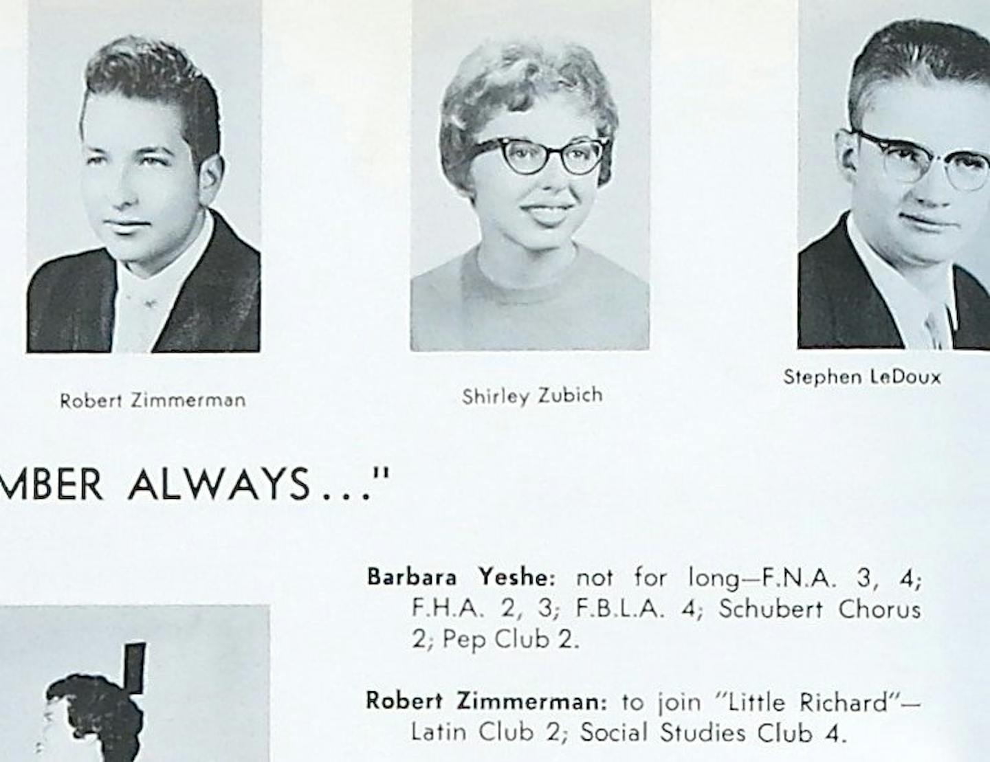 Bob Dylan made his love for Little Richard known under his 1959 high school yearbook photo.