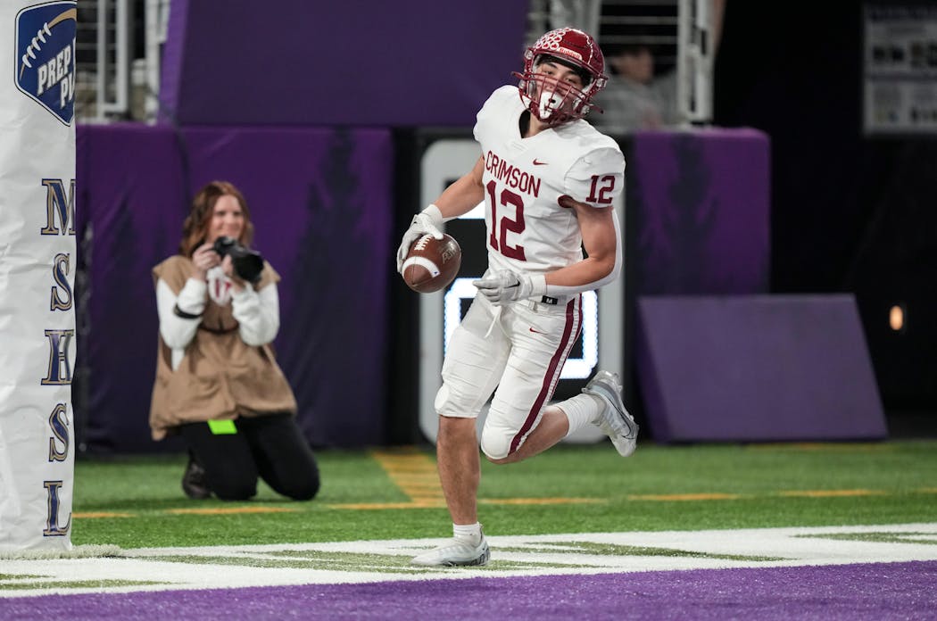 Maple Grove’s Jacob Anderson missed much of the football season but dominated large parts of the state championship game.