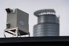 Minnesota Sports Facilities Authority officials installed three BirdBuffer boxes this month atop 425 Park Av., a concessions building across the stree