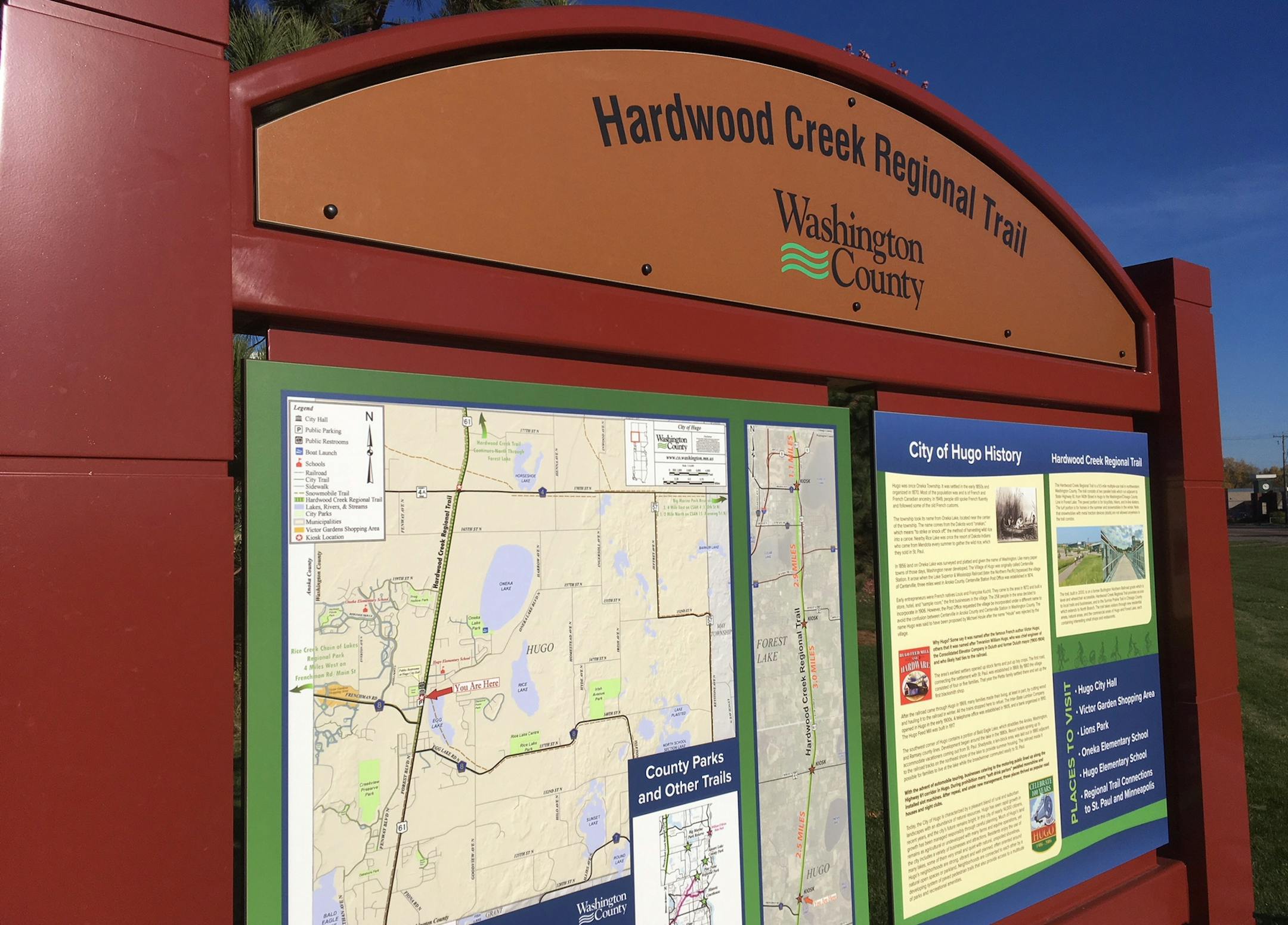 Kiosk along Hardwood Creek trail.