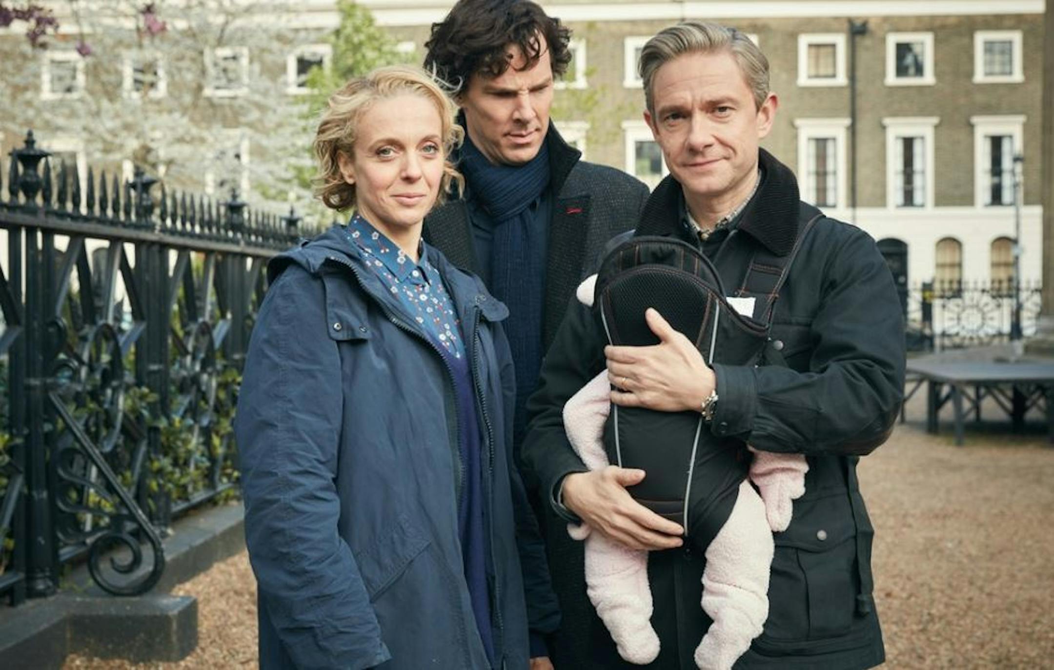 Sherlock is brilliant at solving mysteries, but a new arrival for Dr. John Watson and wife Mary appears to have the the master detective befuddled in Season Four.