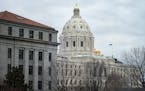 The Minnesota State Capitol where the Legislature will convene on Monday Feb 12, taken on Thursday, Feb. 8, 2024  St. Paul, Minn.  On the left is the 