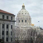 The Minnesota State Capitol where the Legislature will convene on Monday Feb 12, taken on Thursday, Feb. 8, 2024  St. Paul, Minn.  On the left is the 