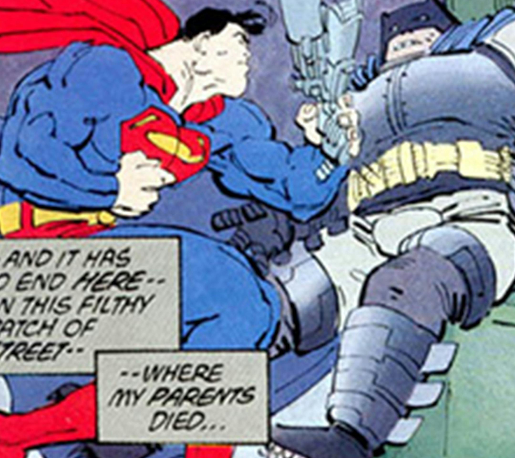 An interior page from "Dark Knight Returns" #3 shows the climactic battle between Batman and Superman, which is likely the inspiration for the one in "Batman v Superman: Dawn of Justice." (Photo courtesy DC Entertainment/TNS)