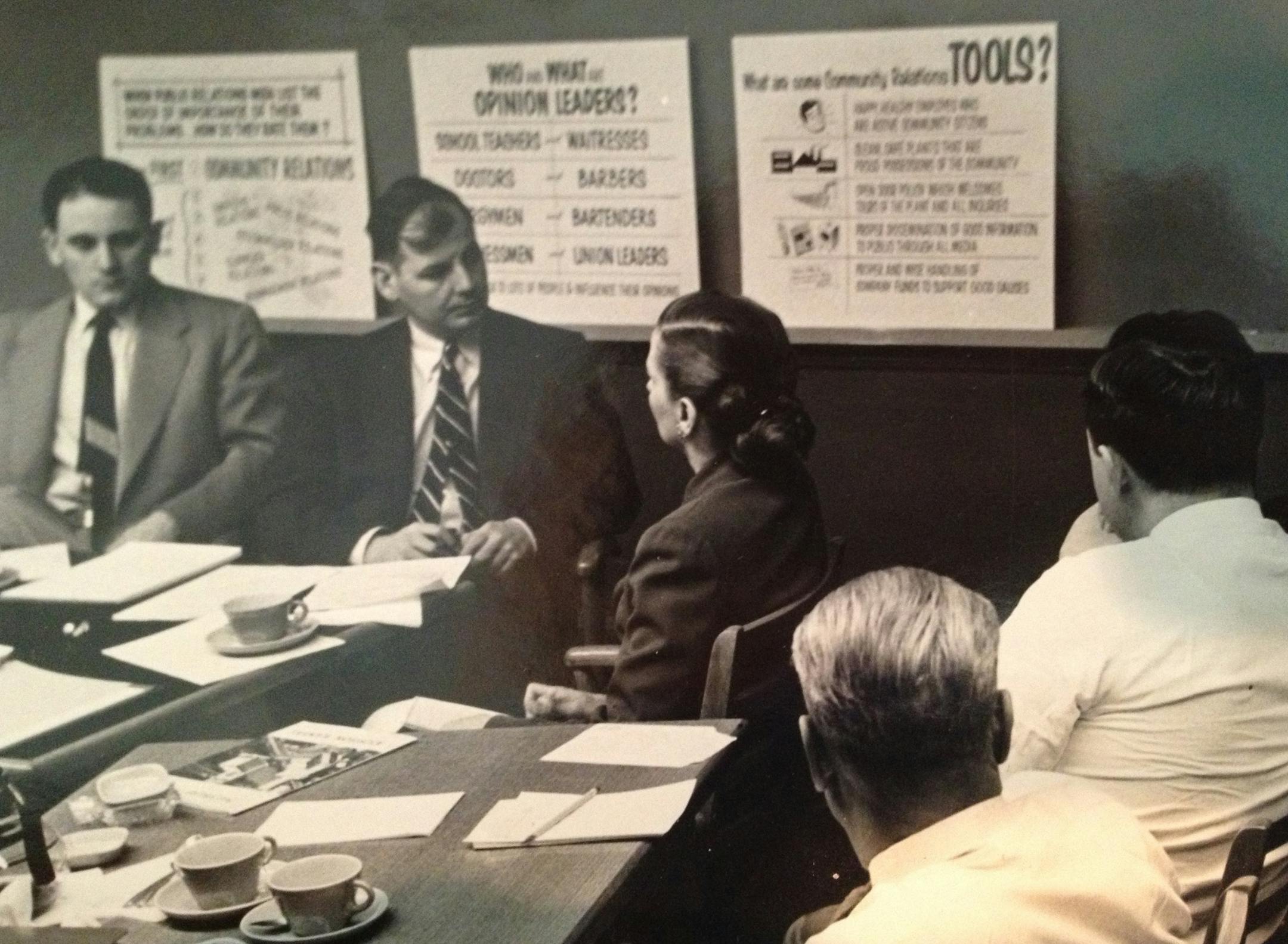 Minneapolis ad man Bill Powell leads an advertising "concepting" meeting during his years at Pillsbury Co.