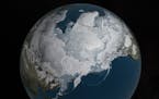 This 2016 image provided by NASA shows Arctic sea ice. The winter maximum spread of Arctic sea ice shrank to the smallest on record, thanks to extraor