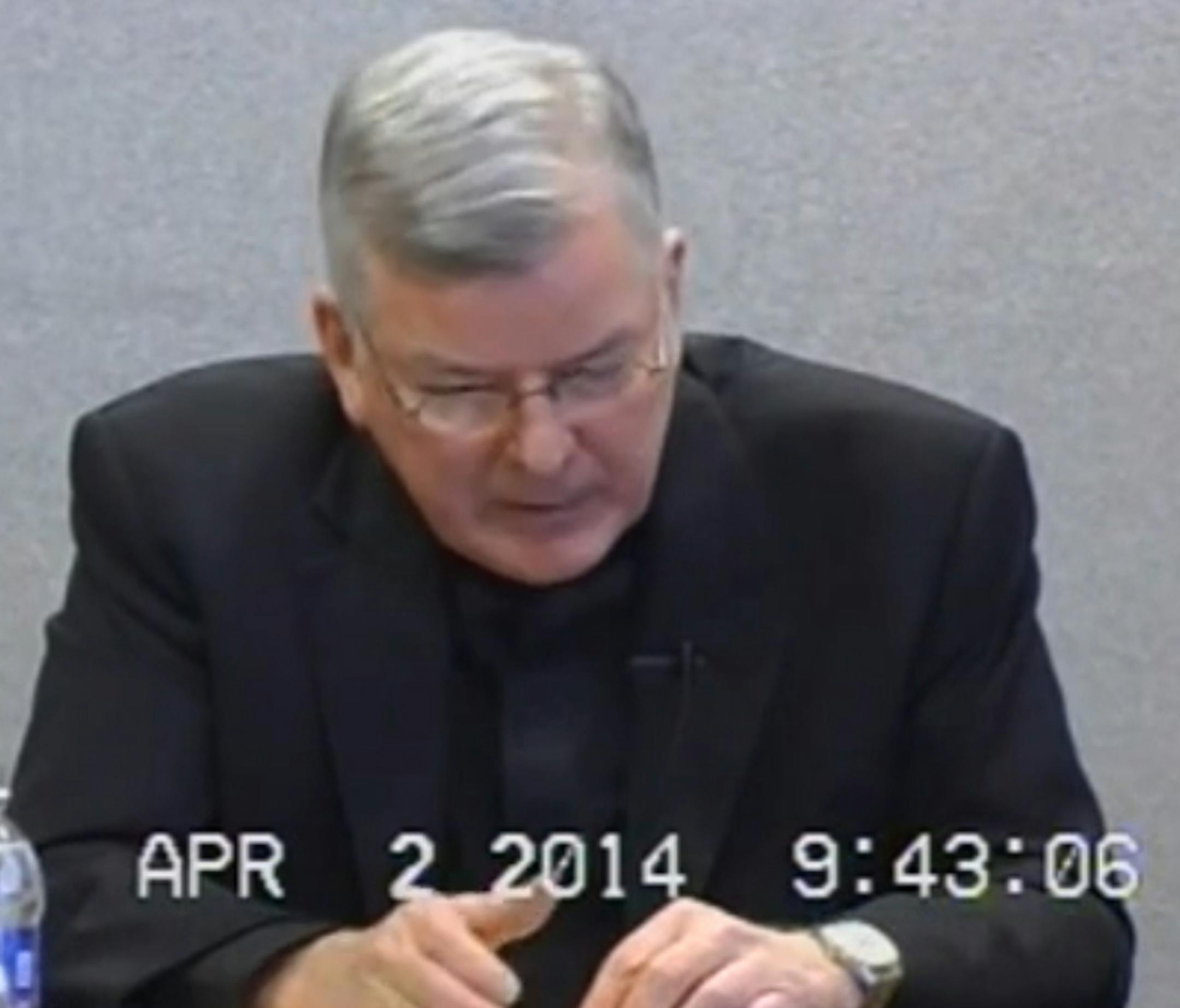 The sworn testimony of Archbishop John Nienstedt in a clergy sex abuse case was made public Tuesday morning by a St. Paul attorney. Screen capture from video provided by St. Paul attorney Jeff Anderson.