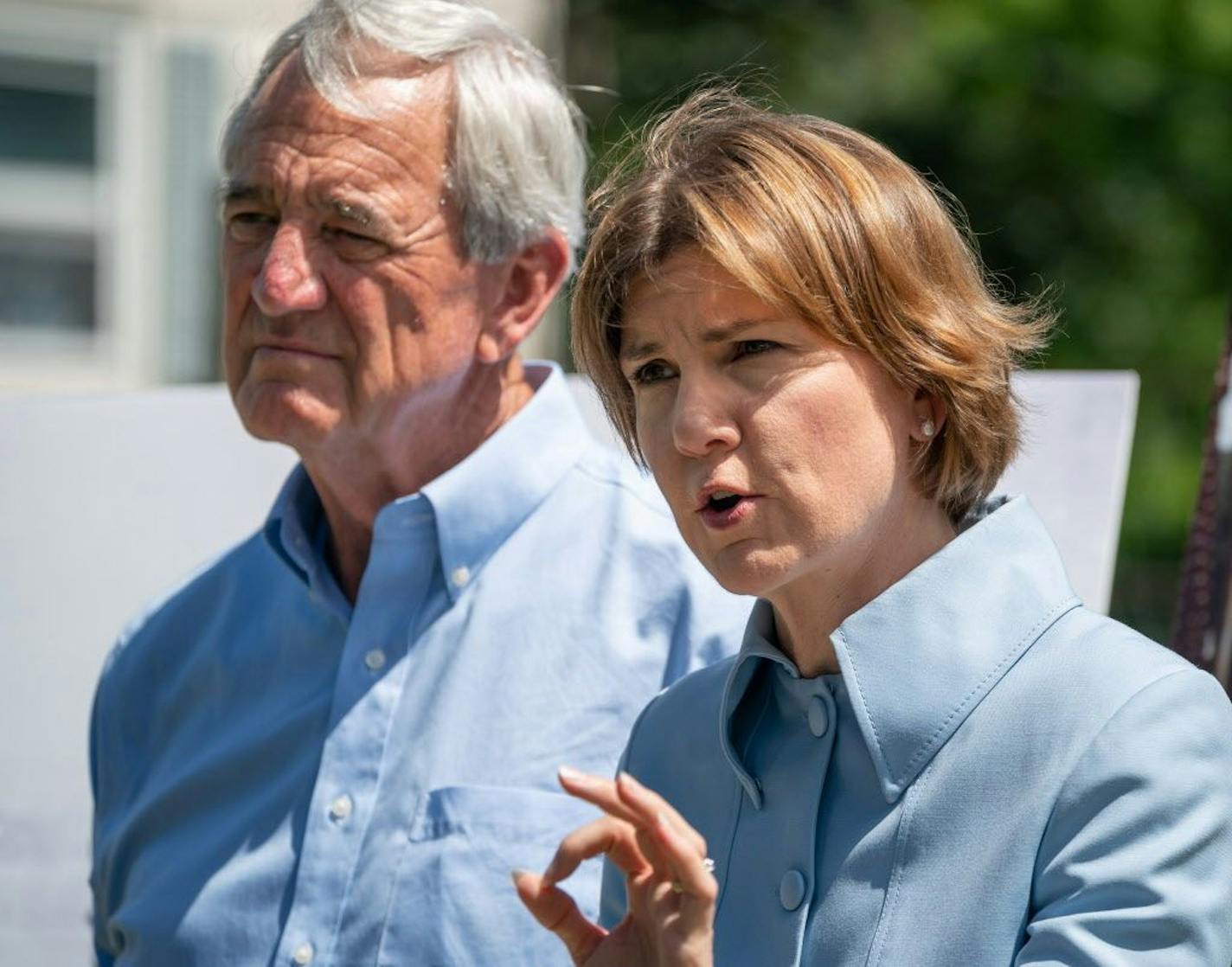 Minnesota Attorney General Lori Swanson and running mate Rick Nolan, shown earlier in the month. Swanson defended Nolan against claims that he didn't take seriously a former aide's alleged sexual harassment of women on his staff in Congress.