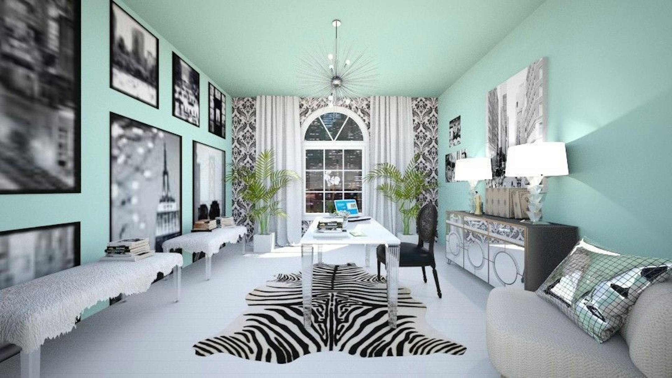 "Tiffany"-theme home office designed by Sue Hunter, Home for a Change