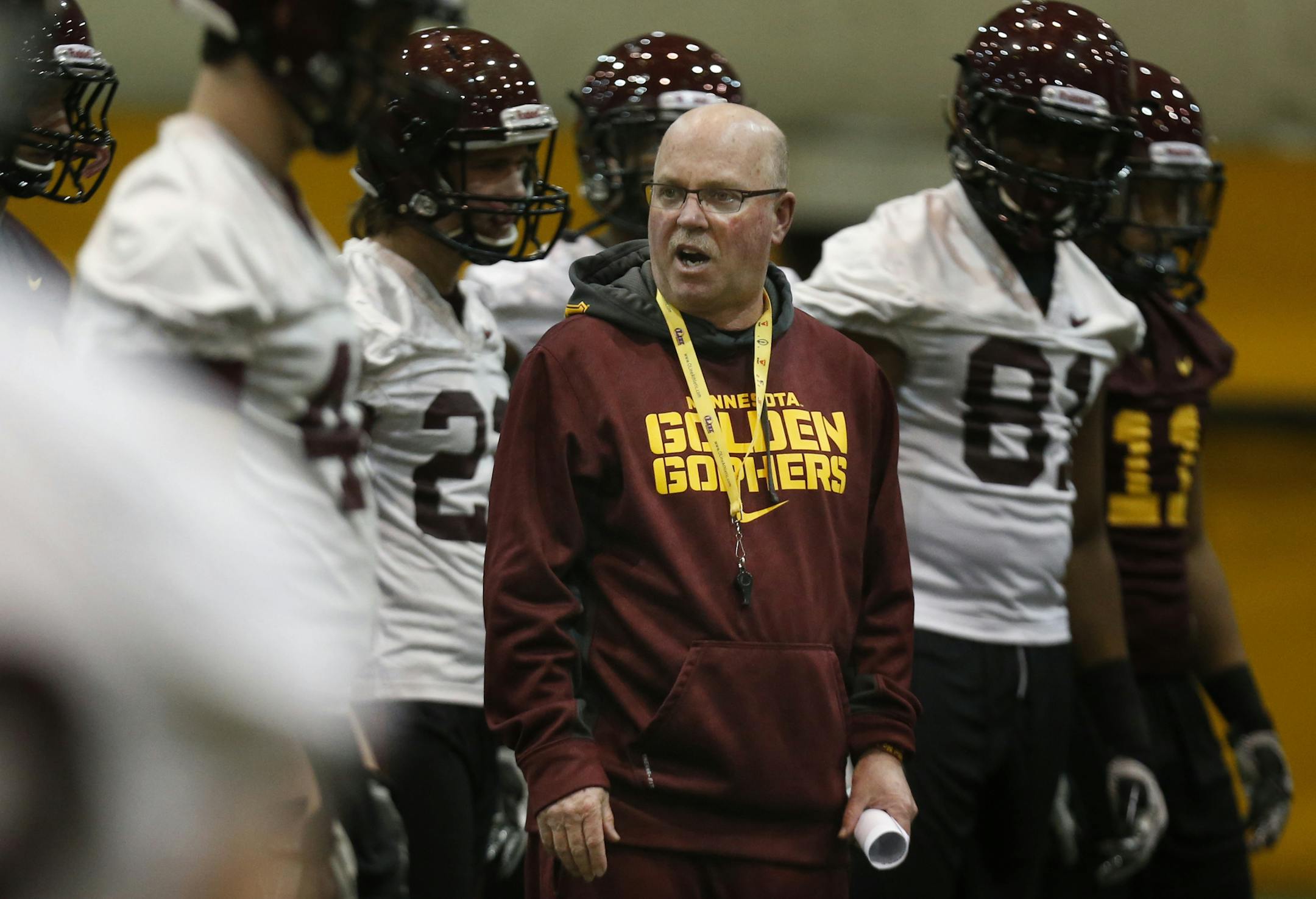 At the Gibson-Nagurski Football Complex on the U of M campus, head coach Jerry Kill oversaw the troops .]richard tsong-taatarii/rtsong-taatarii@startribune.com