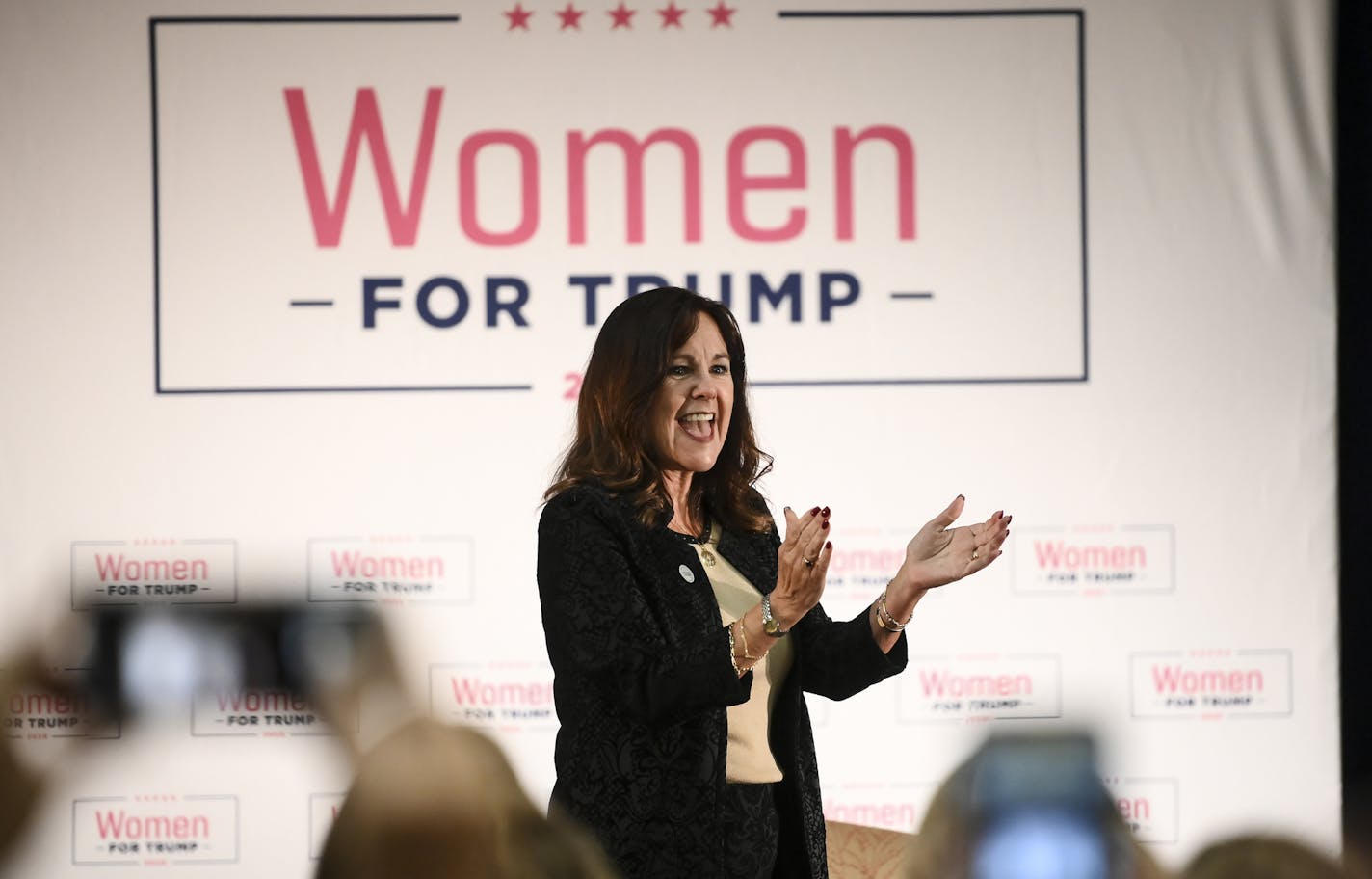 Second Lady Karen Pence applauded as she took the stage at the start of Wednesday night's "Women for Trump" event at St. Paul's Union Depot. ] Aaron Lavinsky &#x2022; aaron.lavinsky@startribune.com The Minnesota GOP held a "Women for Trump" event with Second Lady Karen Pence and President Trump's daughter-in-law, Lara Trump, on Wednesday, Oct. 9, 2019 at Union Depot in St. Paul, MInn.