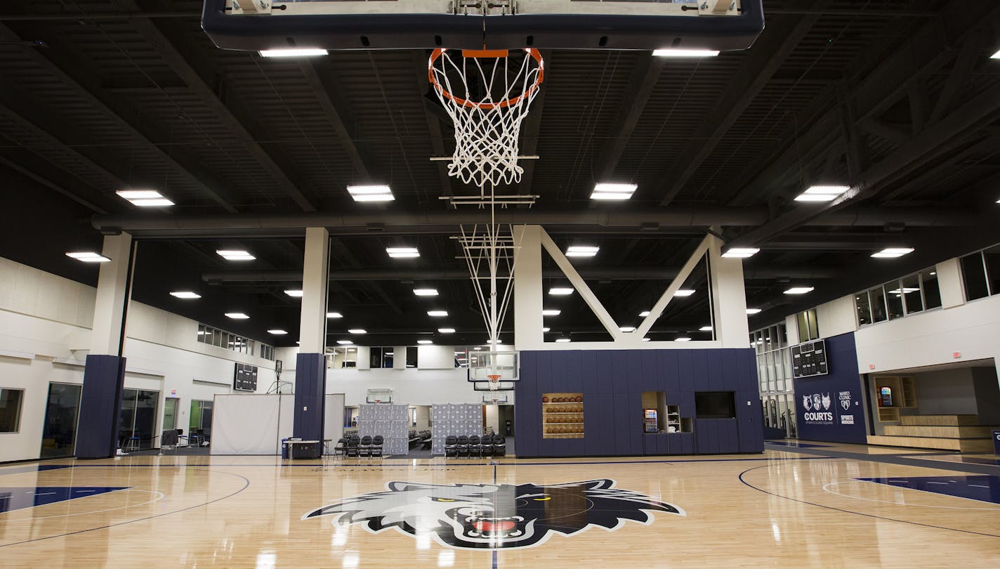 The new practice court for the Timberwolves at the Timberwolves and Lynx Courts at Mayo Clinic Square in downtown Minneapolis on Wednesday, June 17, 2015. ] LEILA NAVIDI leila.navidi@startribune.com / ORG XMIT: MIN1506171507560962