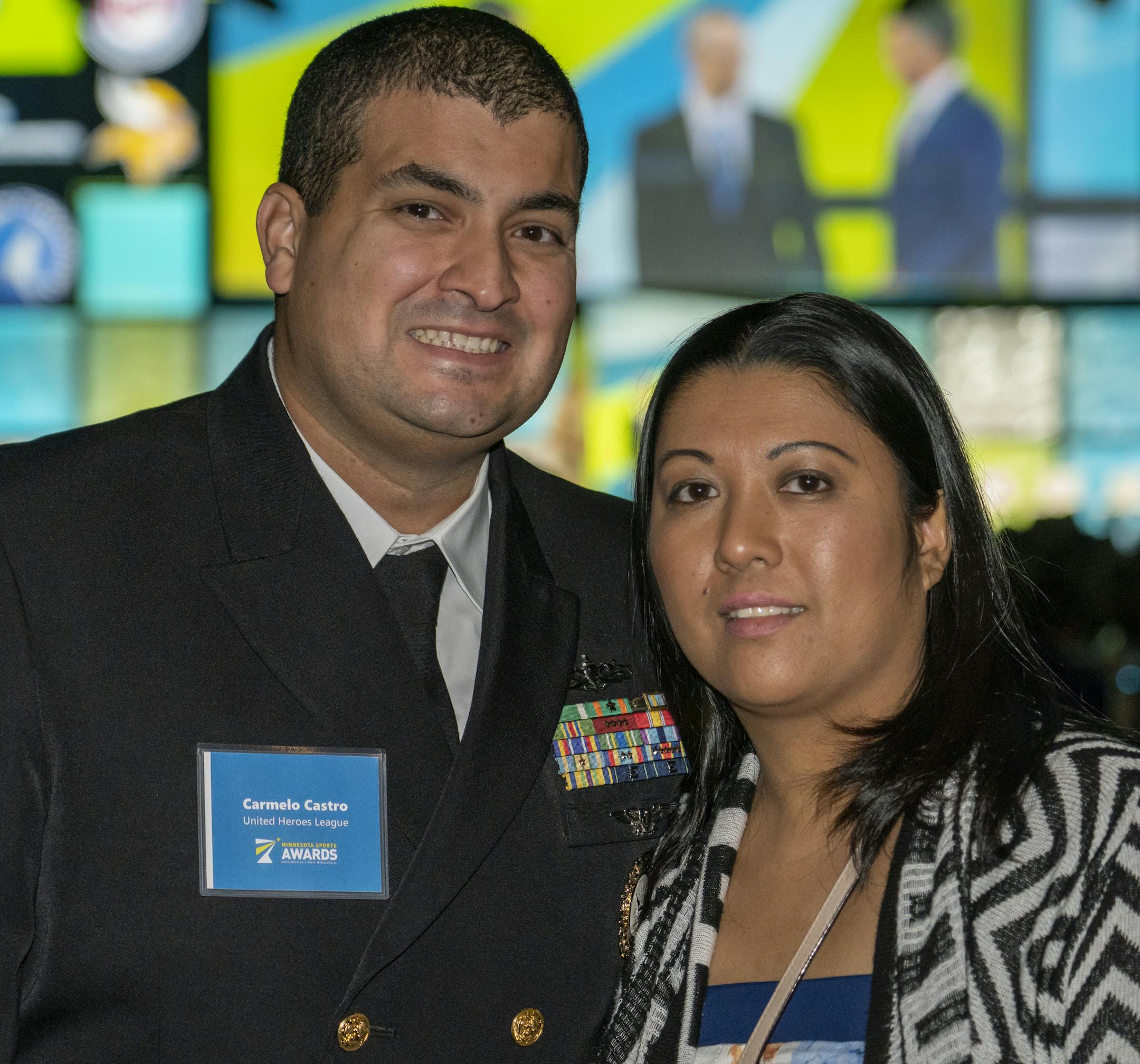 Carmelo and Kristina Castro at the 2019 2019 Minneapolis Sports Awards. [ Special to Star Tribune, photo by Matt Blewett, Matte B Photography, matt@mattebphoto.com, Sports Minneapolis, Minneapolis Sports Awards, The Depot, United Heroes League, Dec. 11, 2019, Minneapolis, Minnesota, 1010220591 FACE010520 https://www.linkedin.com/in/carmelo-castro-4a5a15a3