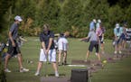 High School golfers took to the driving range during the Minnesota PGA Senior Showcase boys' high school golf tournament held at Bunker Hills, Tuesday