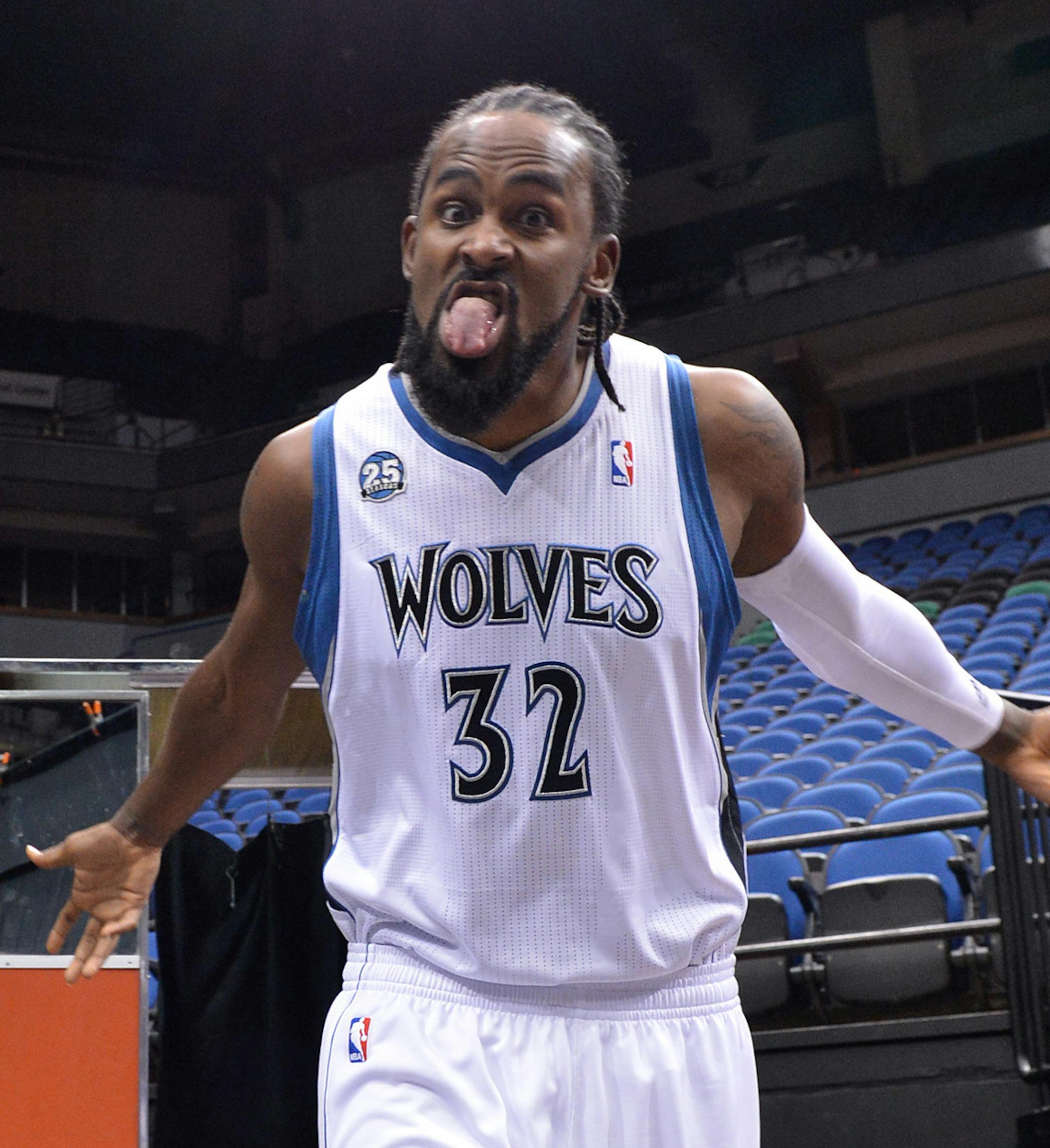 Timberwolves' center Ronny Turiaf lets loose after taking photos in a photo booth during the Timberwolves media day Monday, September 30 at the Target Center. ] (SPECIAL TO THE STAR TRIBUNE/BRE McGEE) **Ronny Turiaf