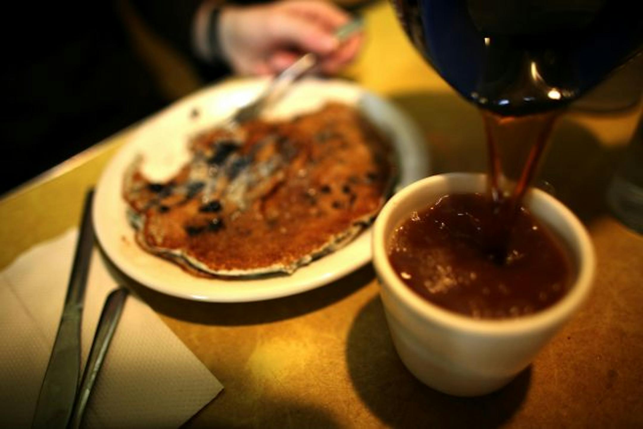 Blueberry pancakes and coffee at Al's Breakfast.