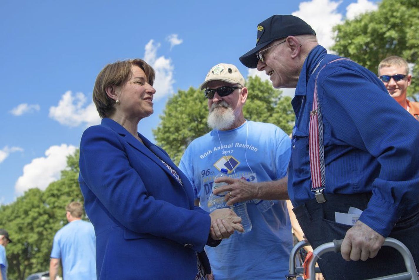 Just hours after the Senate healthcare votes were cast on the U.S. Senate floor, Senator Amy Klobuchar attended a wreath laying ceremony honoring the members of the 96th Infantry Division Deadeye Association, Friday, July 28, 2017, in Minneapolis.