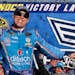 Kevin Harvick celebrates in Victory Lane after winning the NASCAR Sprint Cup Series auto race at New Hampshire Motor Speedway, Sunday, Sept. 25, 2016,