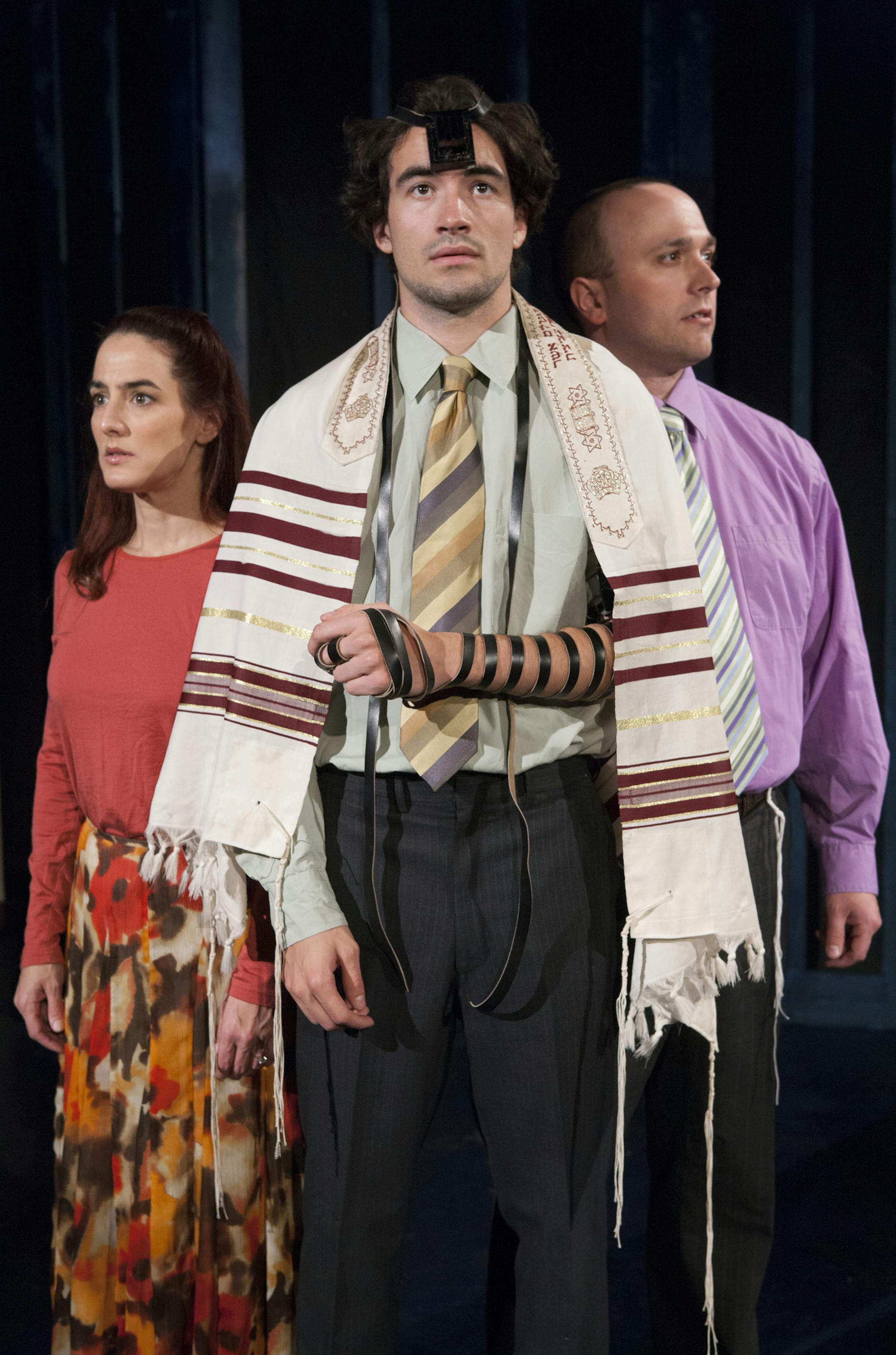 Elena Giannetti, Nate Cheeseman, and Brandon Bruce in Minnesota Jewish Theatre Company‚Äôs production ‚ÄúA Strange and Separate People.‚Äù
