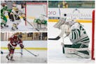 Clockwise from top left: Ella Boerger of Andover, Sedona Blair of Holy Family and Stella Retrum of Maple Grove are among award contenders in girls hoc