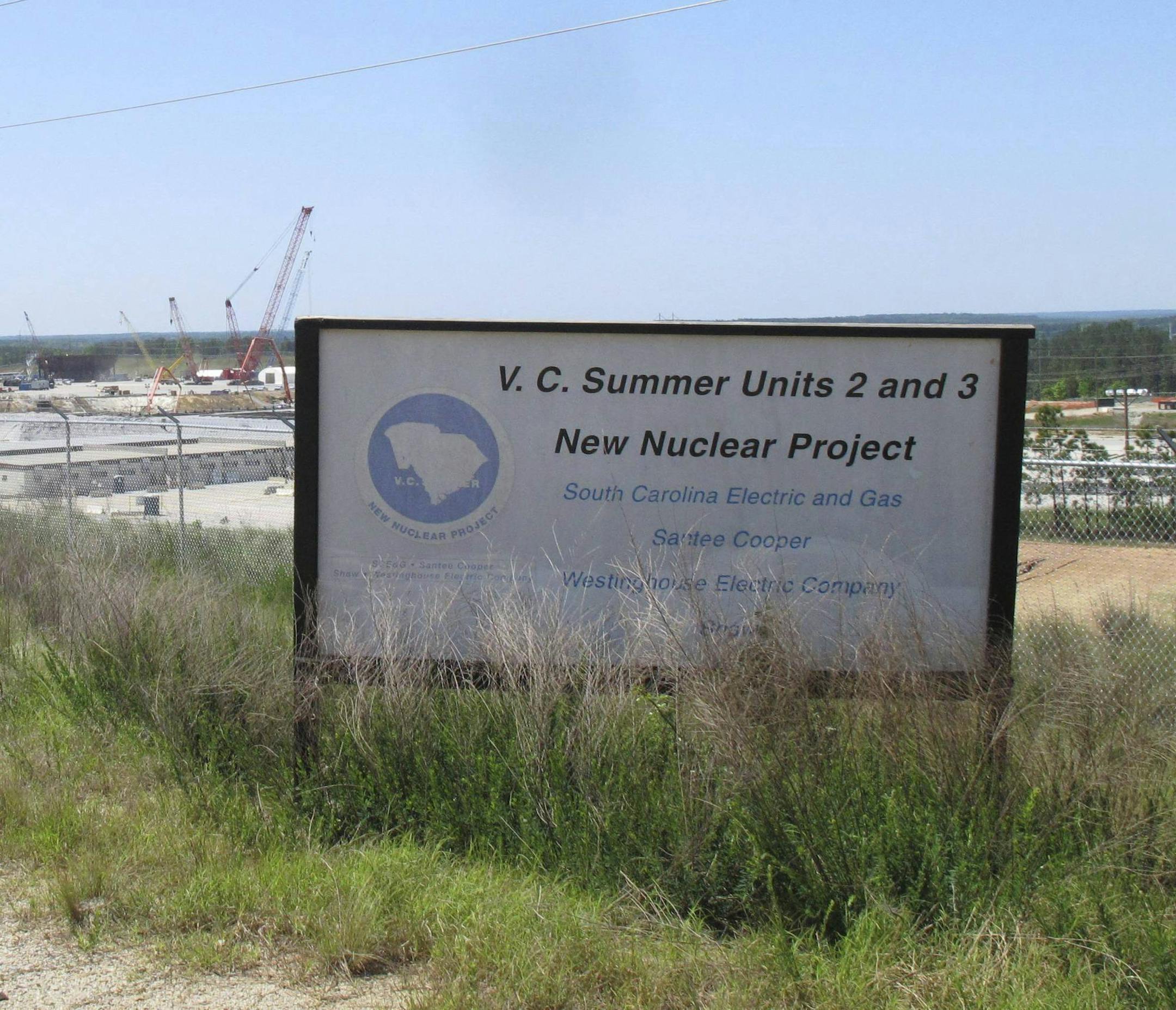 FILE - This April 9, 2012 file photo shows construction well underway for two new nuclear reactors at the V.C. Summer Nuclear Station in Jenkinsville, S.C. South Carolina's state-owned public utility has voted to stop construction on two billion-dollar nuclear reactors. The reactors were set to be among the first new nuclear reactors built in the U.S. in decades, but the vote by Santee Cooperís board on Monday, July 31, 2017 likely ends their future. (AP Photo/Jeffrey Collins)