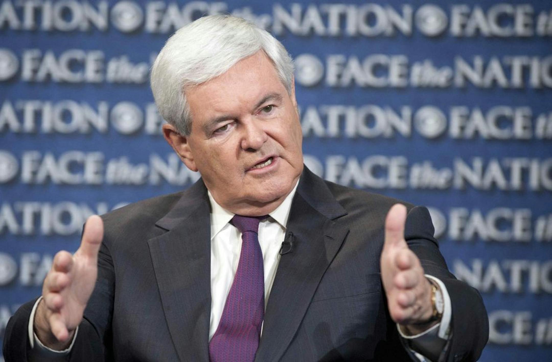 In this Sept. 30, 2012, photo provided by CBS News former House Speaker Newt Gingrich talks on CBS's "Face The Nation" in Washington Sunday.