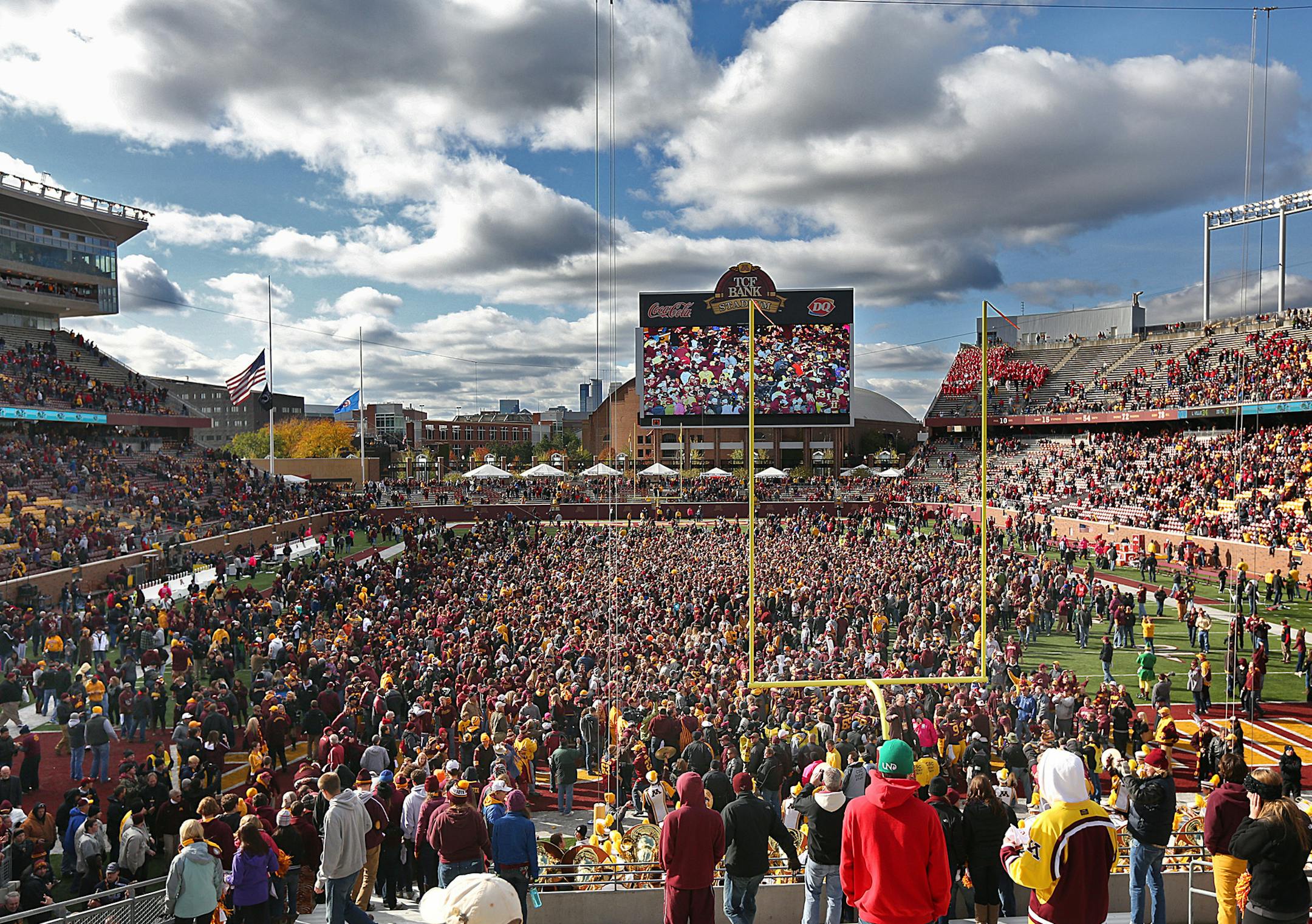 Fans stormed the field after the Gophers 34-23 victory over Nebraska.