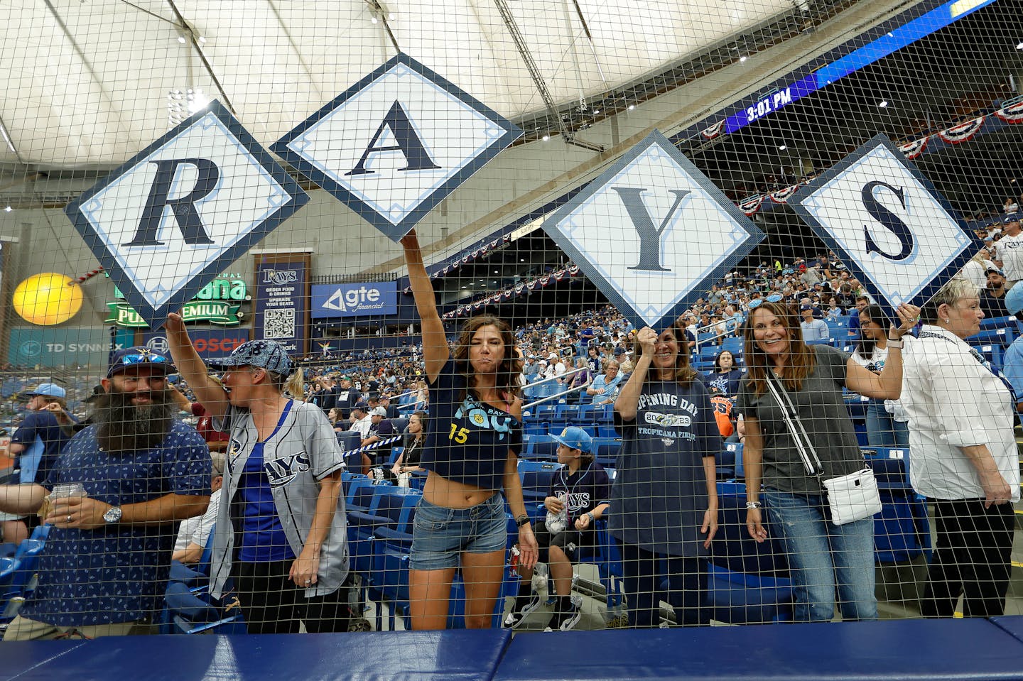 Tampa Bay Rays fans looks on during Opening Day against the Detroit Tigers at Tropicana Field on March 30, 2023, in St. Petersburg, Florida. (Mike Ehrmann/Getty Images/TNS) ORG XMIT: 75527850W