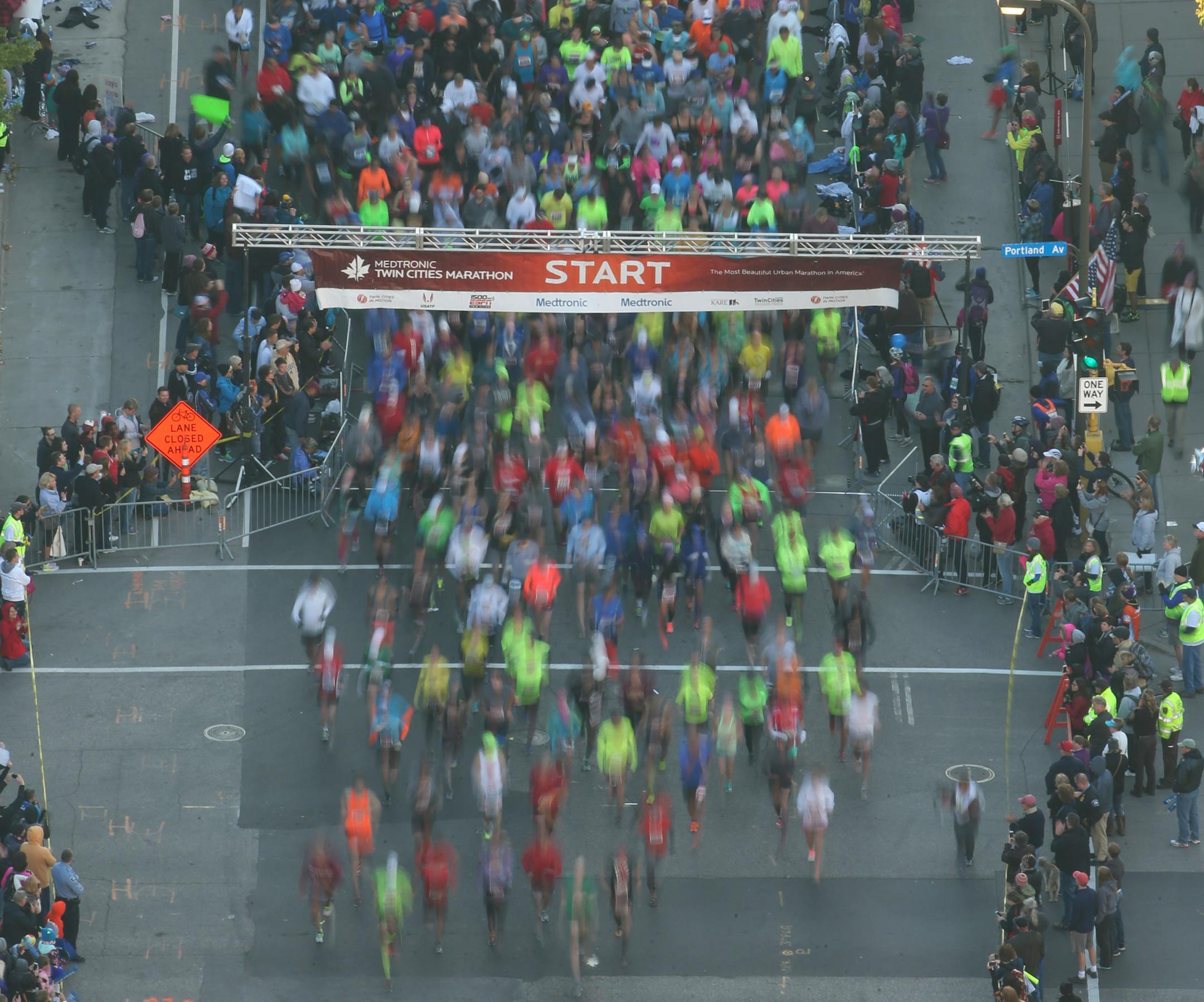 The second wave of 2015 Twin Cities Marathon runners just after the start Oct. 4. There were 8,546 finishers.