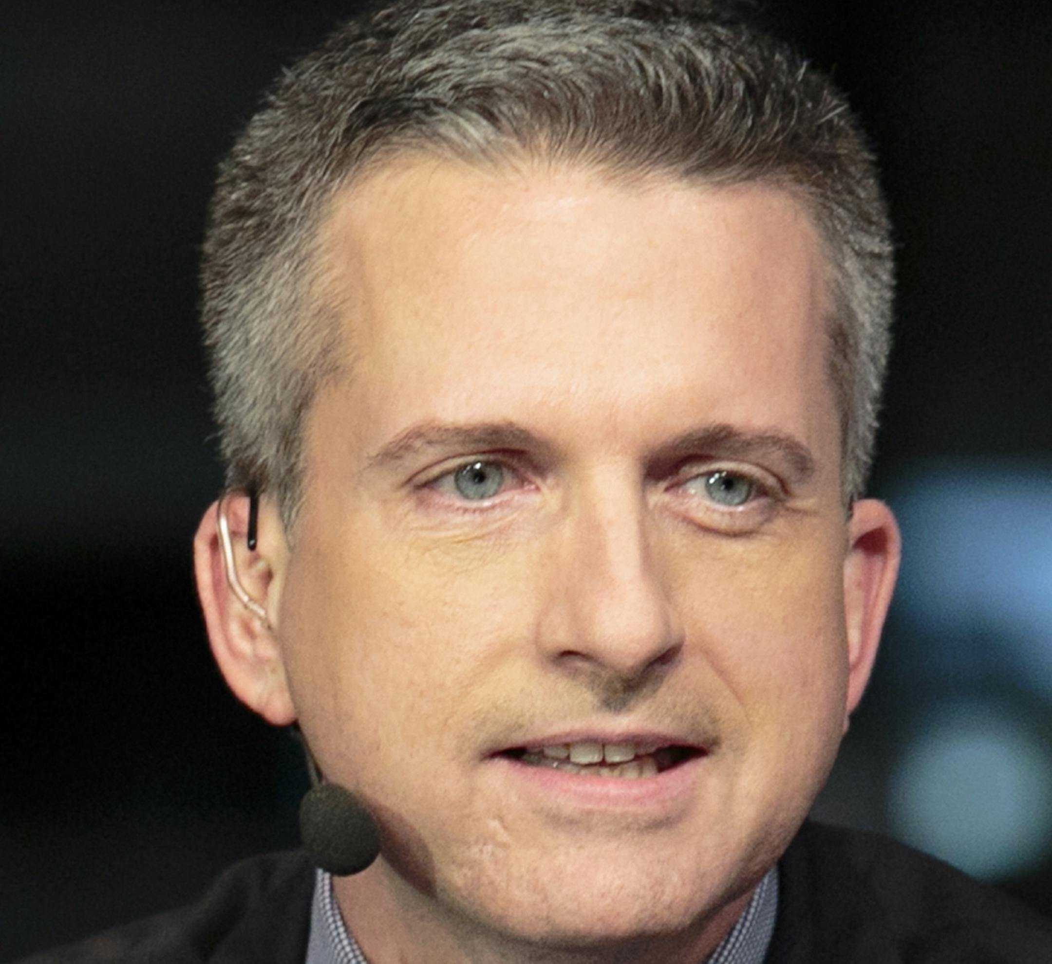 This Jan. 30, 2013, photo provided by ESPN Images shows Bill Simmons on the set of NBA Countdown in New Orleans. ESPN has suspended Simmons for three weeks after he repeatedly called NFL Commissioner Roger Goodell a liar during a profane tirade on a podcast. ESPN announced the suspension Wednesday, Sept. 25, 2014. (AP Photo/ESPN Images, Don Juan Moore)