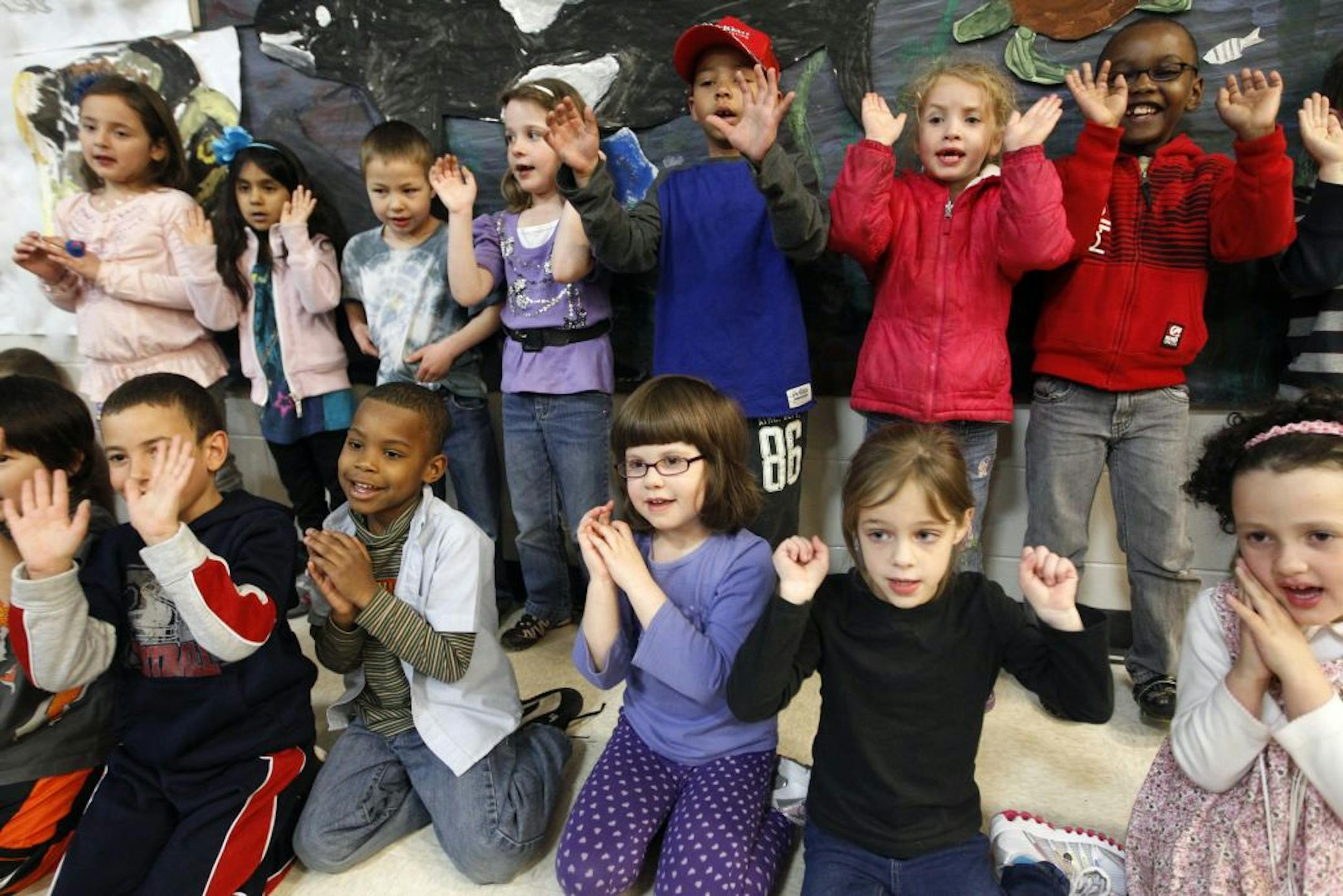 During the school's science fair, kindergartners at Harambee Elementary performed a song about the ocean adapted from "The Lion King."