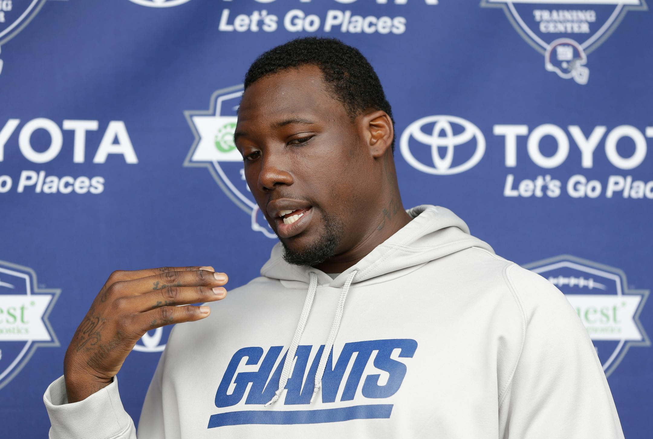 New York Giants defensive end Jason Pierre-Paul, shown in 2014, reportedly had his right index finger amputated because of a July 4 accident involving fireworks.