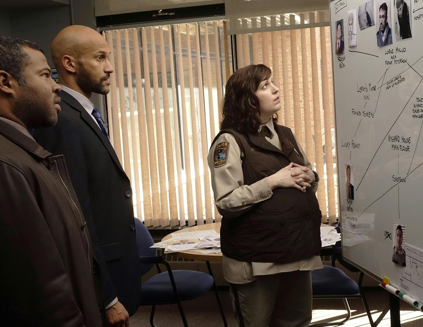 FARGO "A Fox, A Rabbit, and A Cabbage" -- Episode 109 -- Airs Tuesday, June 10, 10:00 pm e/p) -- Pictured: (L-R) Jordan Peele as Agent Pepper, Keegan-Michael Key as Agent Budge, Allison Tolman as Molly Solverson -- CR: Chris Large/FX