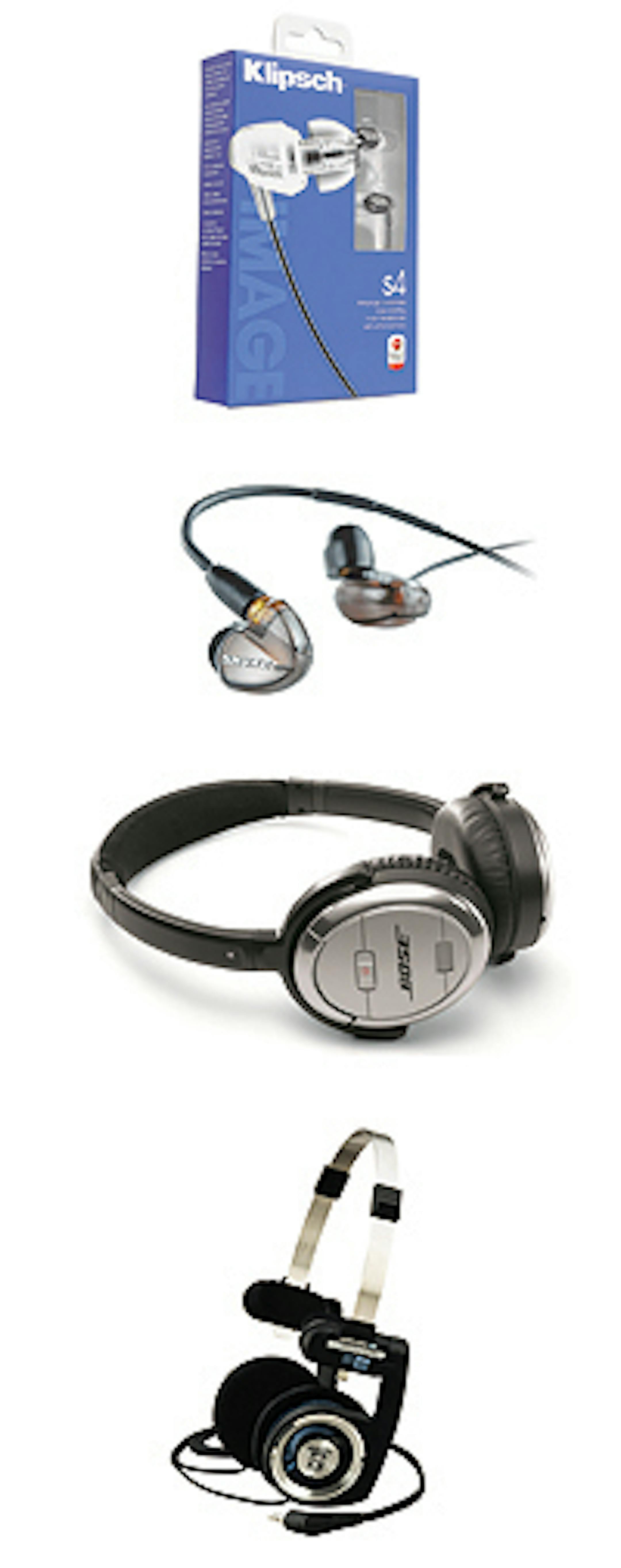 From top - Klipsch, Shure, Bose and Koss